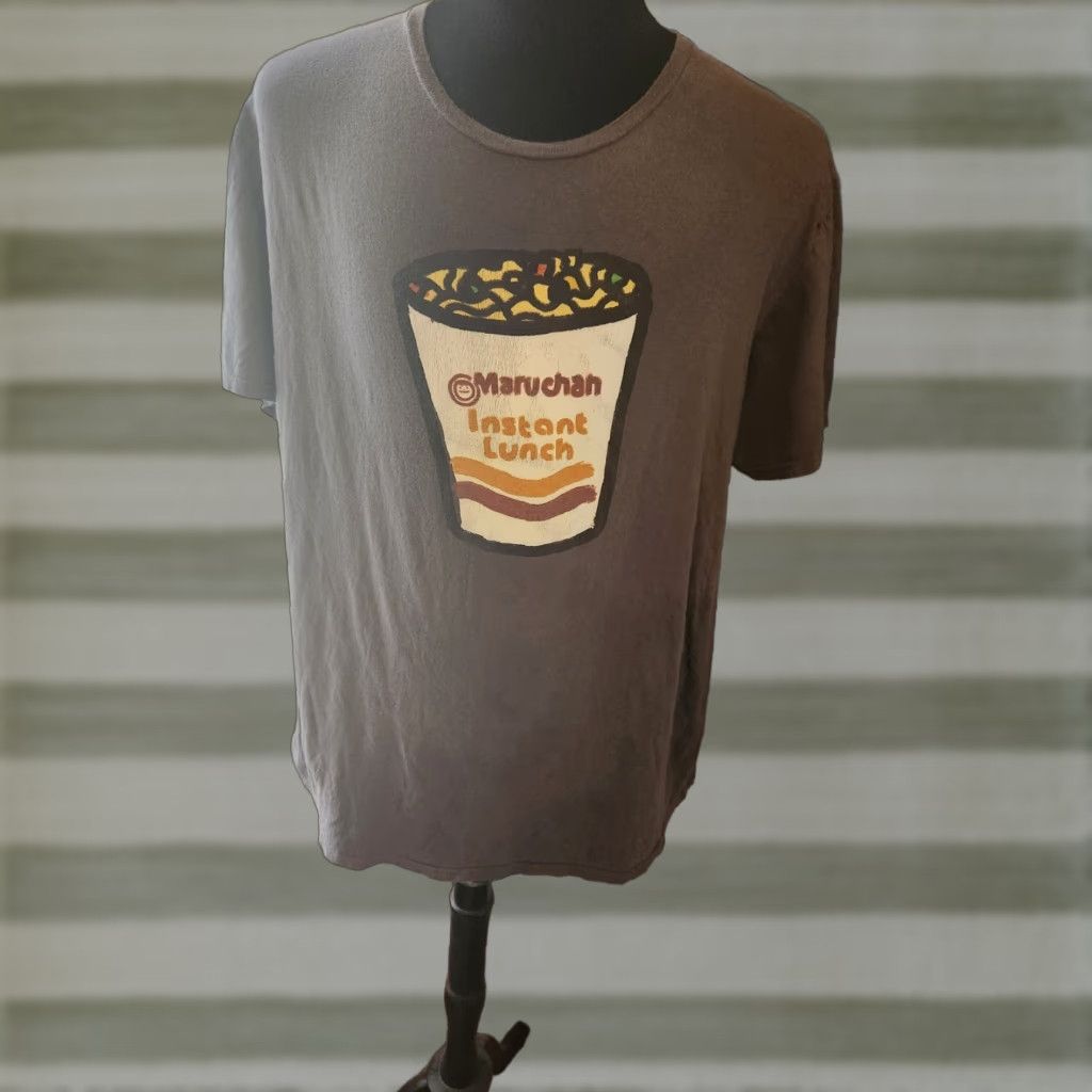 Vintage MARUCHAN INSTANT LUNCH T-SHIRT CREW NECK SHORT SLEEVE XL Gray Cotton Logo Men Regular VINTAGE No Size US XL / EU 56 / 4 - 1 Thumbnail
