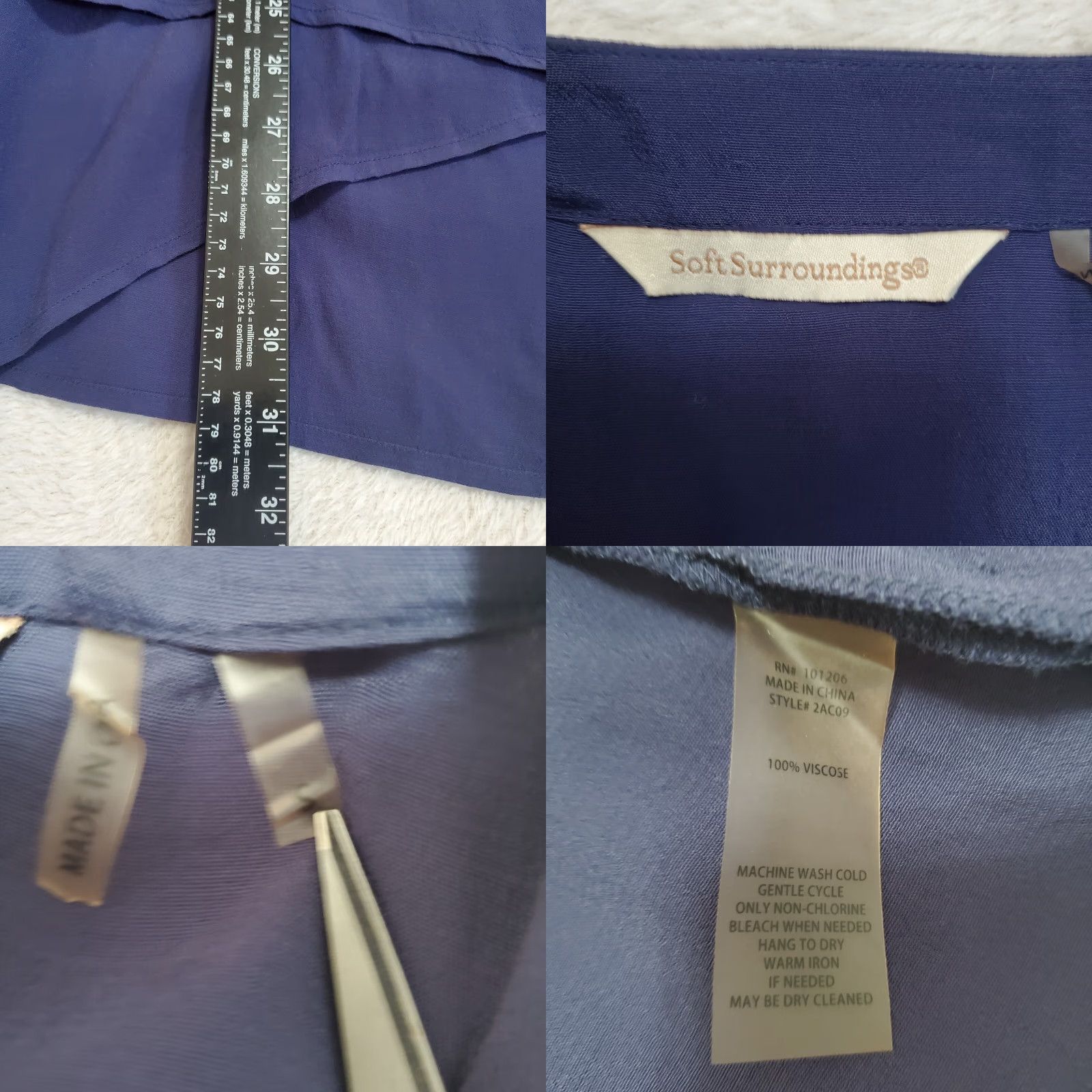 Soft Surroundings Soft Surroundings Tunic Shirt Women S Blue Roll Tab Sleeve Long Sleeve V-Neck Pullover Popover Casual Travel 90s? Size S / US 4 / IT 40 - 8 Thumbnail