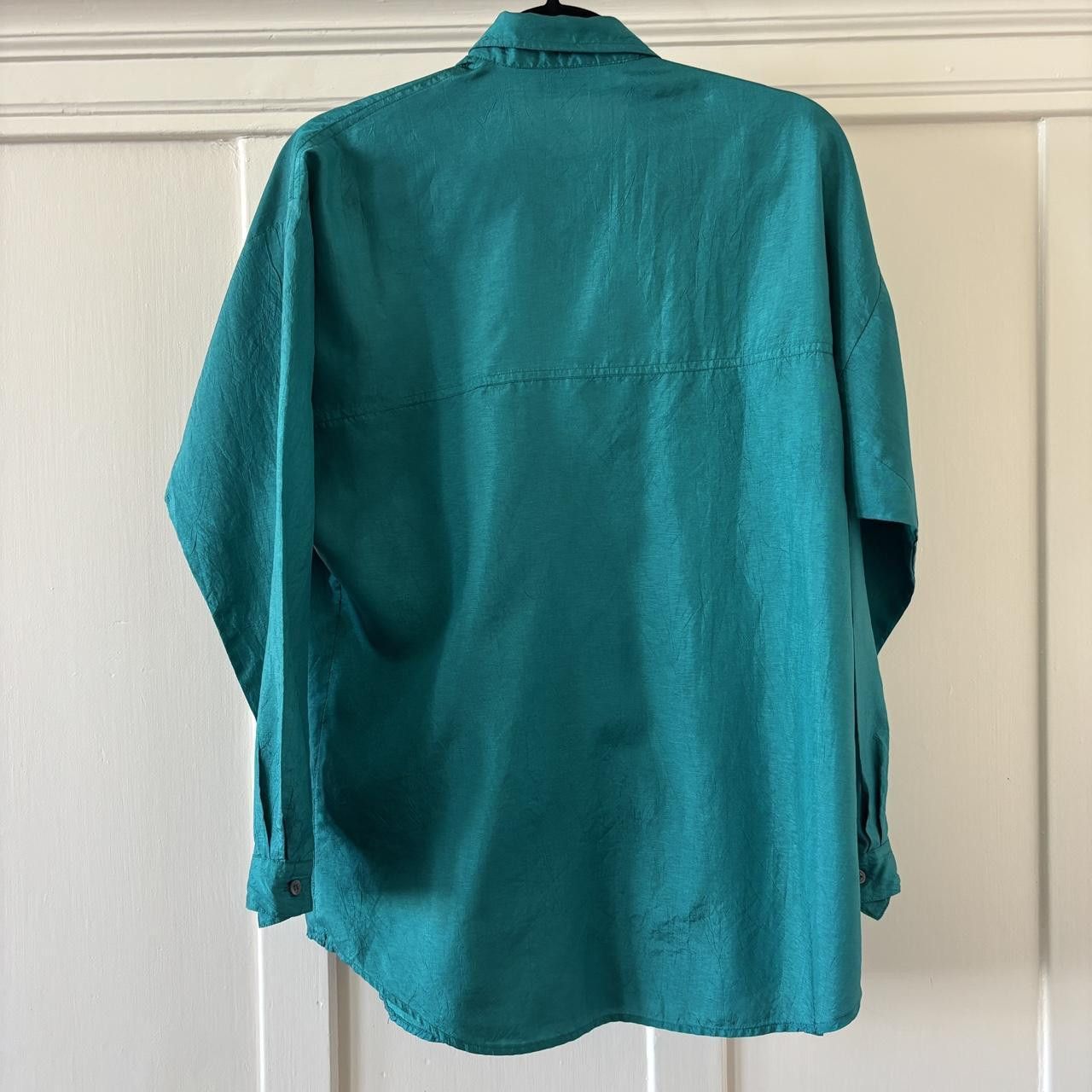 Diane von Furstenberg Diane Von Furstenberg DVF 80s Vintage Aqua Button Up Blouse Size M / US 6-8 / IT 42-44 - 5 Thumbnail