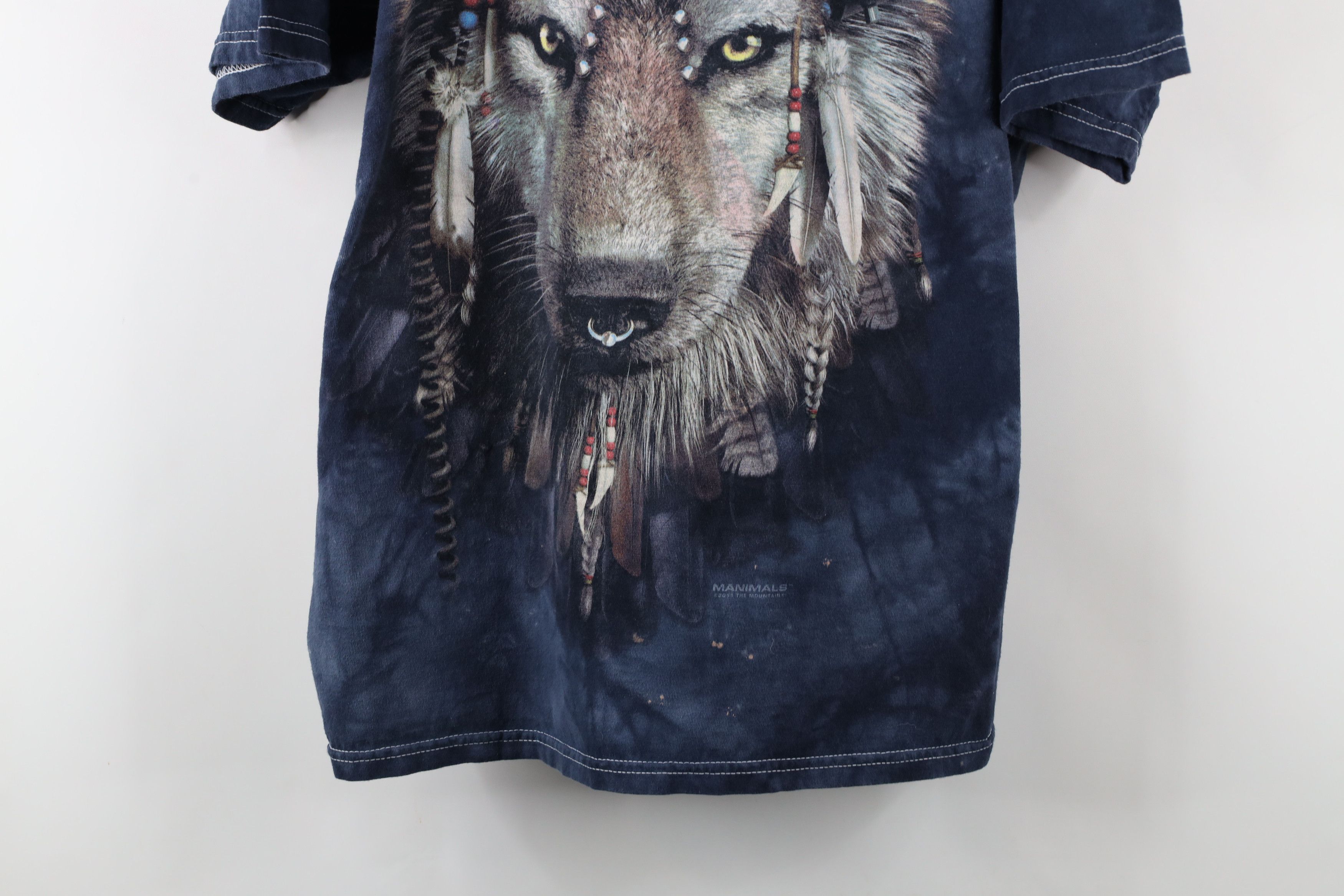 Vintage Vintage Y2K Streetwear Acid Wash Nature Wolf T-Shirt Blue Size US XXL / EU 58 / 5 - 3 Thumbnail
