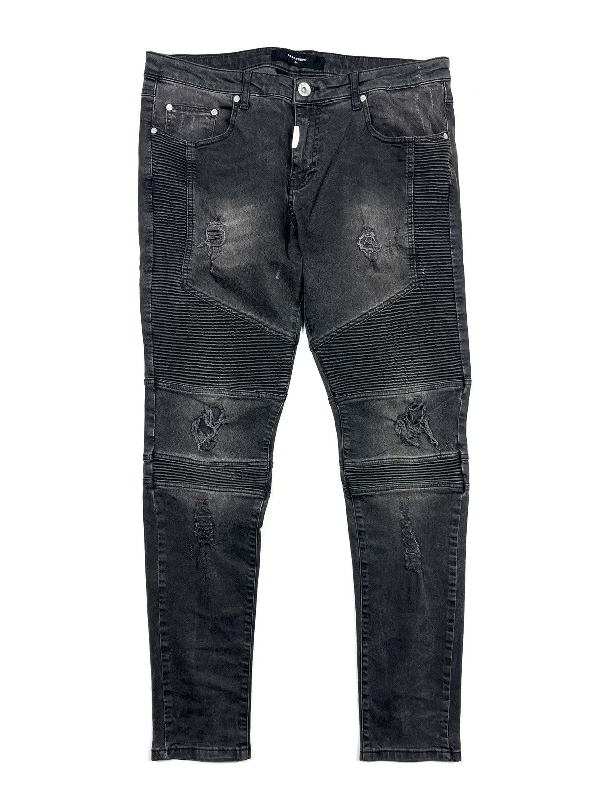 Japanese Brand × Represent Clo. Y2K Represent Avant Garde Jeans Streetwear Black Size US 34 / EU 50 - 1 Thumbnail