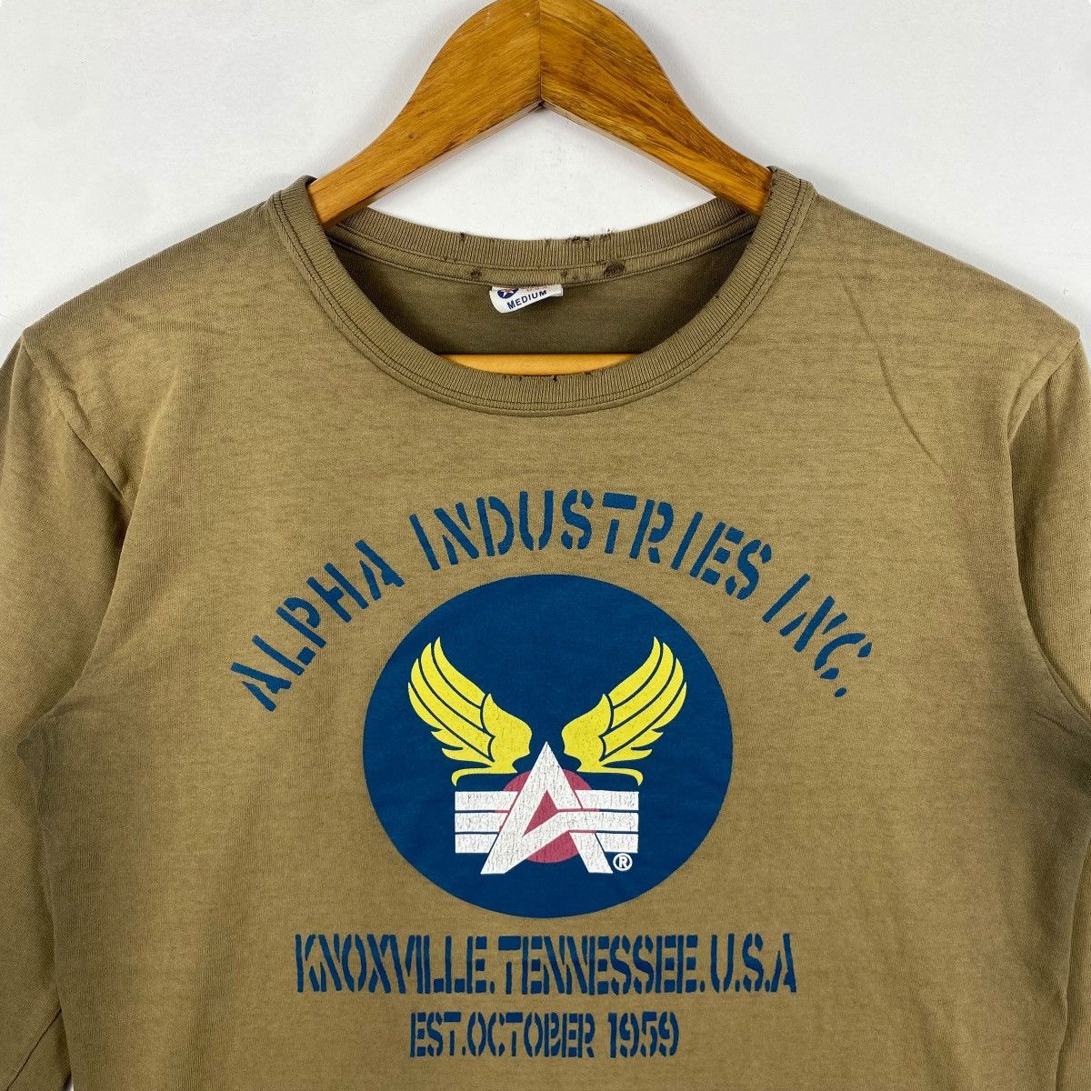 Alpha Industries Distressed ALPHA INDUSTRIES Logo Graphic Faded Longsleeve Size US M / EU 48-50 / 2 - 2 Thumbnail