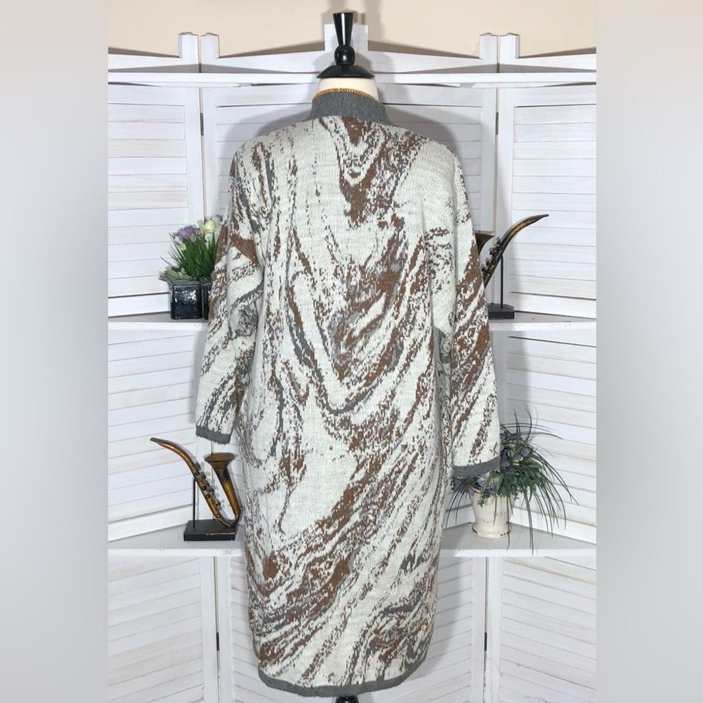 Vintage Vintage 90s full length cardigan Southwestern gray brown XL Size XL / US 12-14 / IT 48-50 - 2 Thumbnail