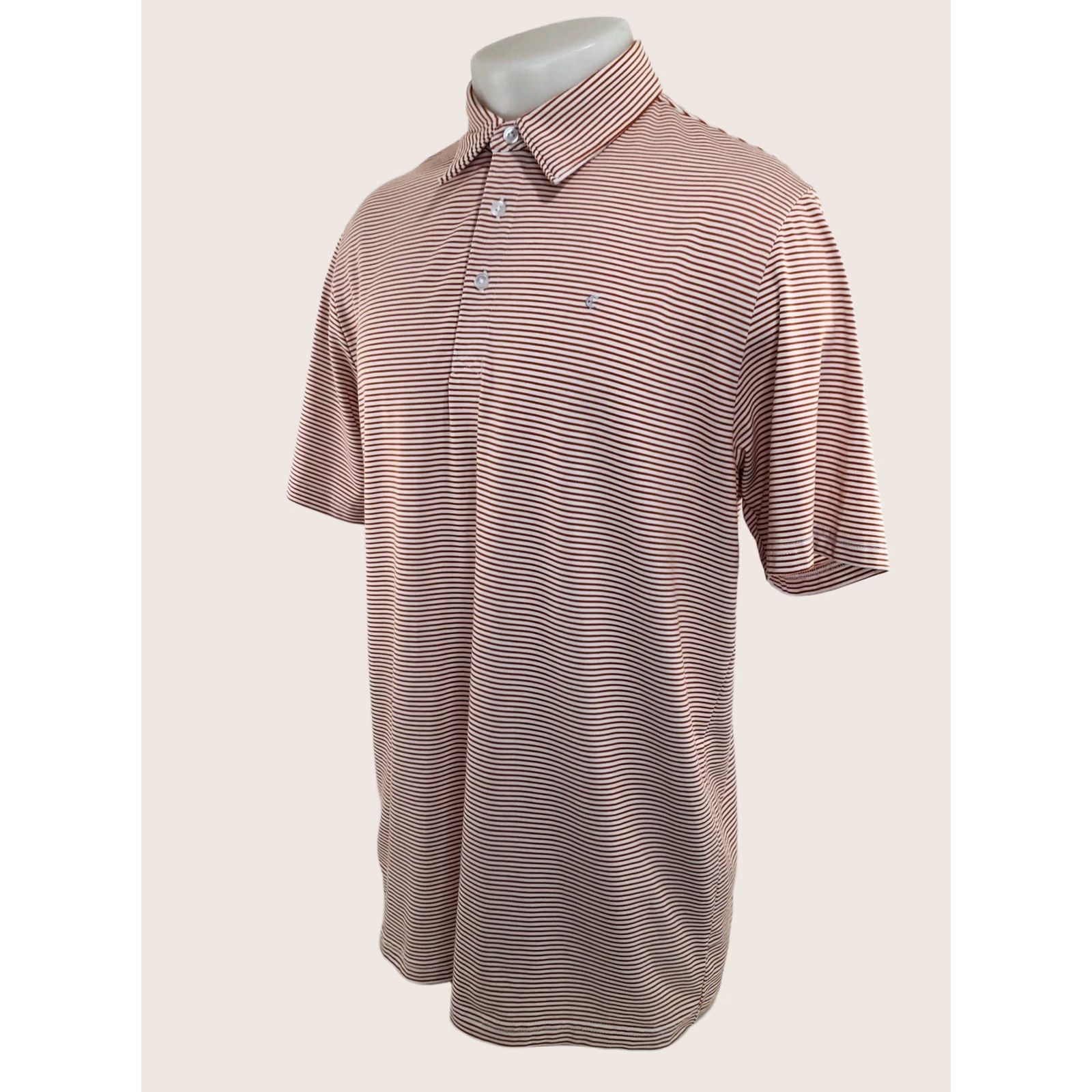 Vintage Criquet Polo Shirt Embroidered Mens L Striped Short Sleeve Orange White Horizontal Stripe Vintage? Size US L / EU 52-54 / 3 - 1 Thumbnail