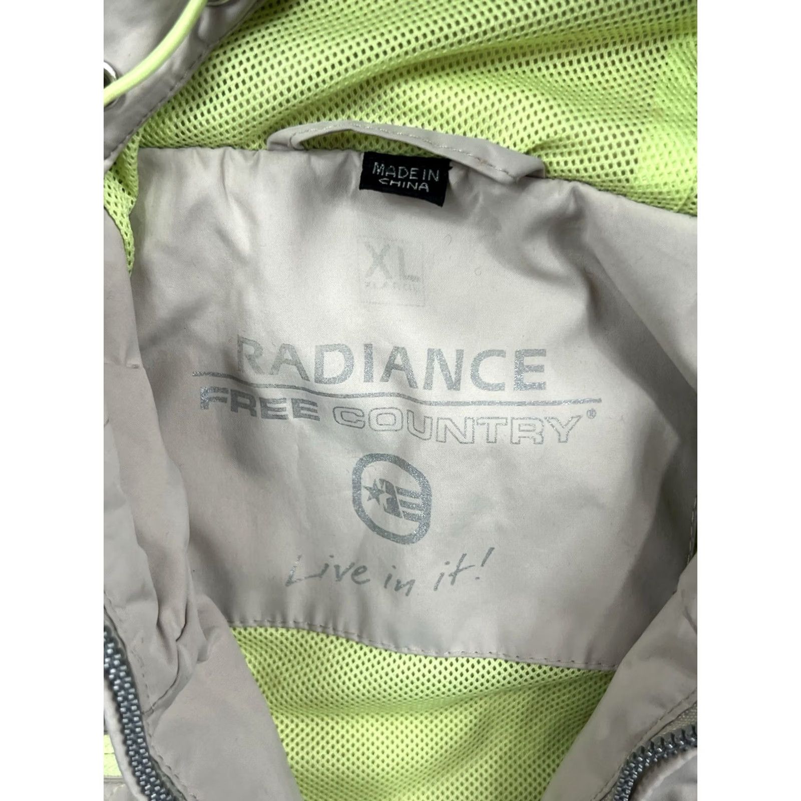 Free Country Free Country Rain Coat Jacket Womens Hooded XL Tan/Neon Yellow Rain Coat Zipper Polyester Coat Size XL / US 12-14 / IT 48-50 - 7 Thumbnail