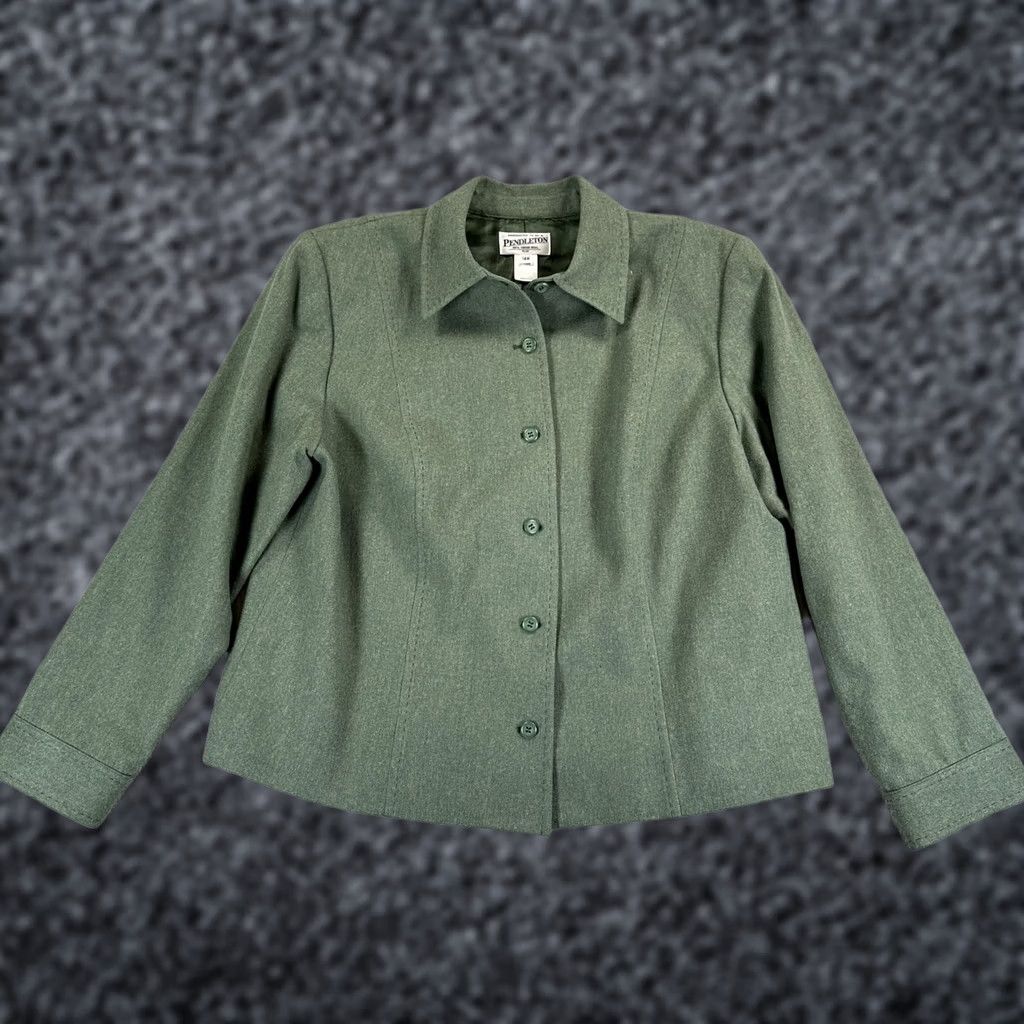 Pendleton Pendleton Blazer Jacket Womens 14W Green Wool Plus Lined Tailored Fit USA Jacket Blazer 14W Womens Green Wool Plus Lined Tailored Fit Pendleton Size XL / US 12-14 / IT 48-50 - 1 Thumbnail