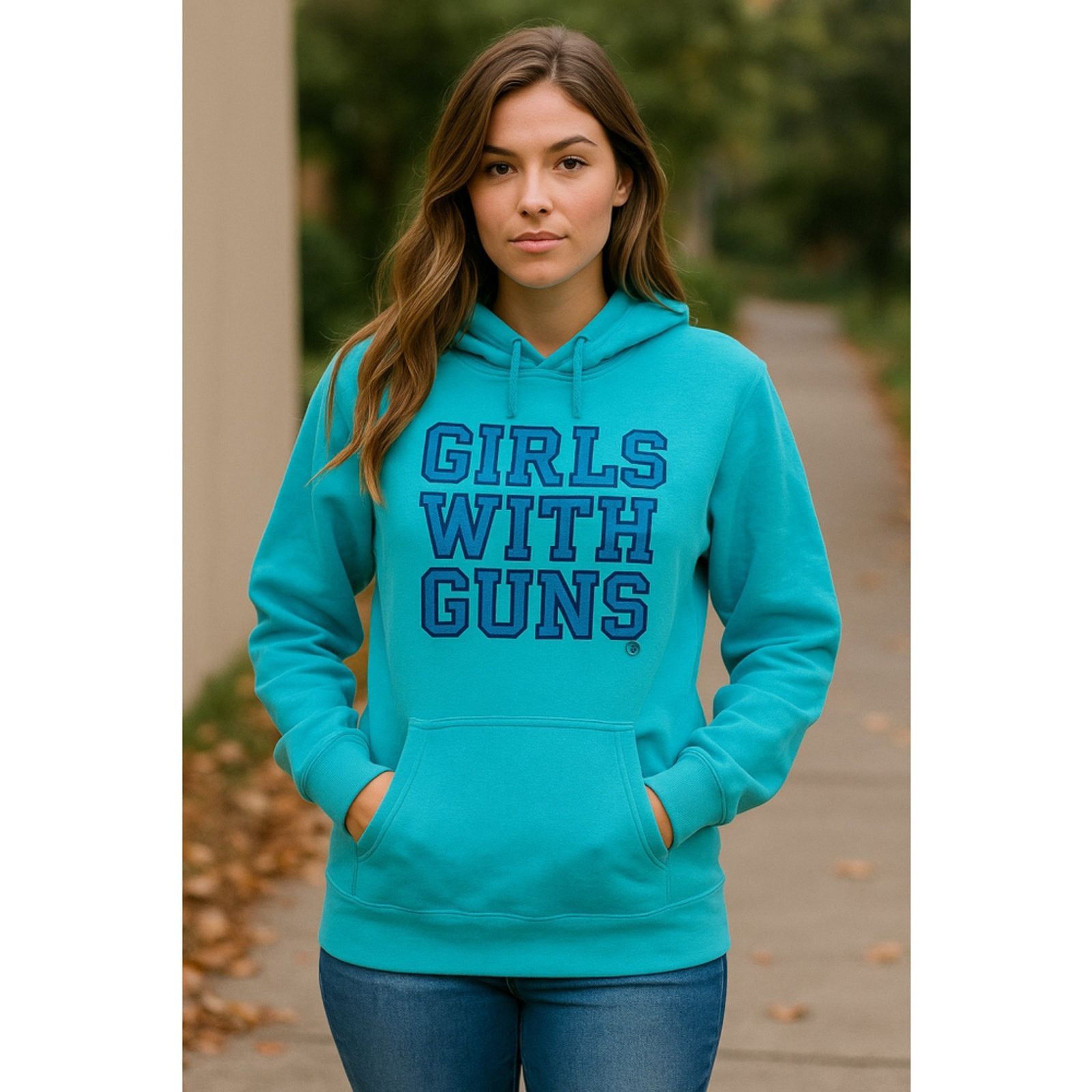 Other Outdoorsy Statement Hoodie Girls With Guns Blue Pullover XL Size XL / US 12-14 / IT 48-50 - 1 Thumbnail