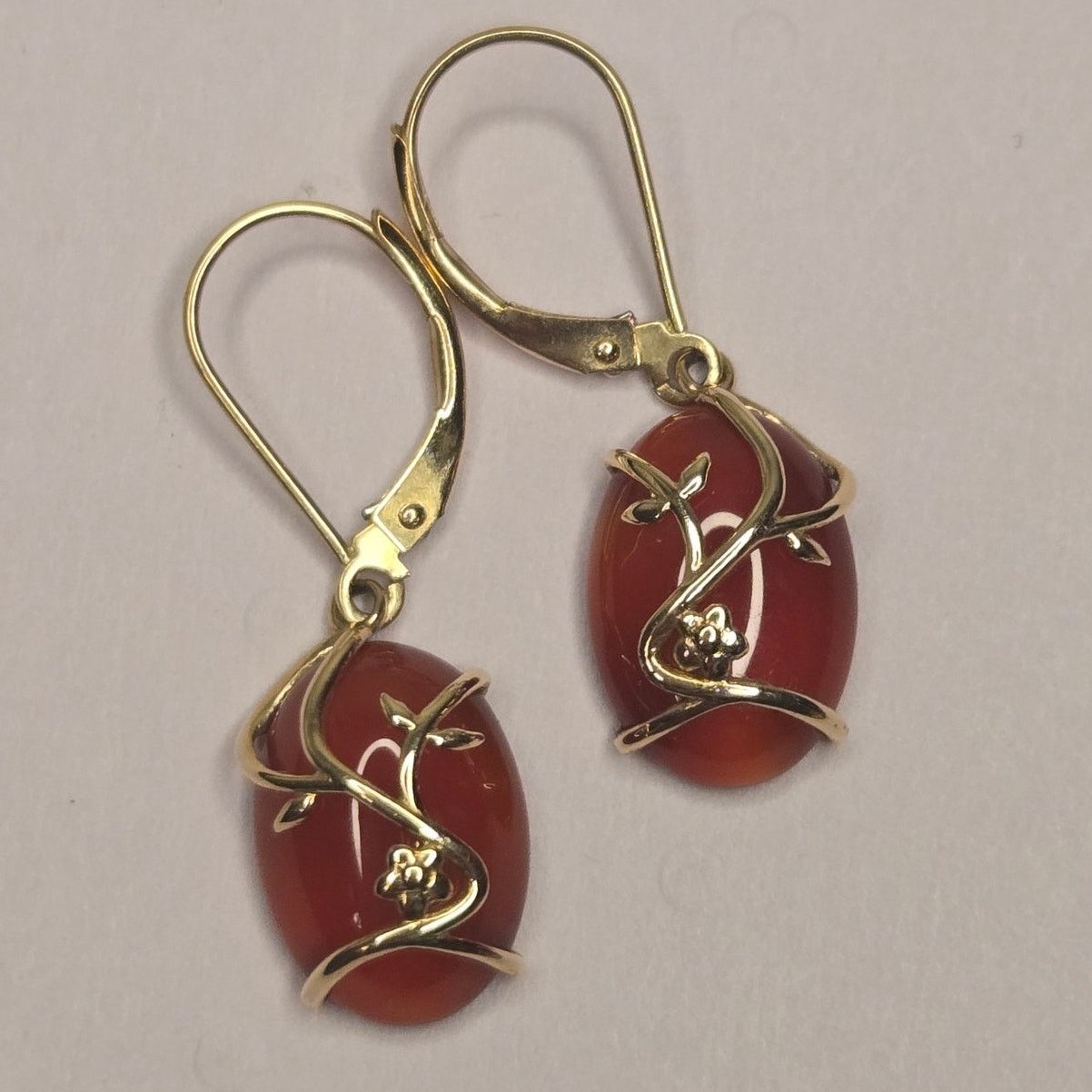 Vintage Vintage 14K Gold Carnelian Agate Dangle Earrings Statement Size ONE SIZE - 2 Thumbnail