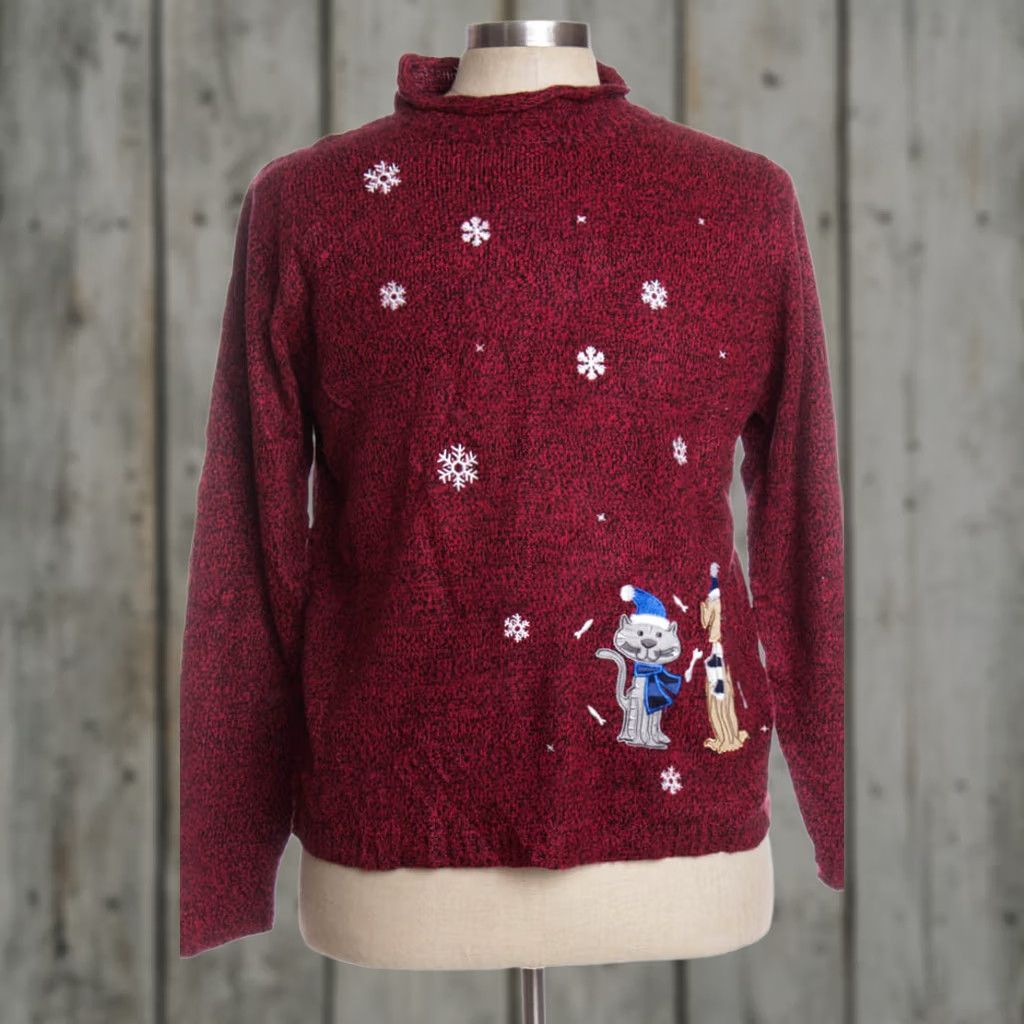 Vintage VINTAGE Red Carrol Reed Christmas Pullover Shirt L Adult Red 44" Bust 24" Length Cats Flair Mens Womens Size L / US 10 / IT 46 - 1 Preview