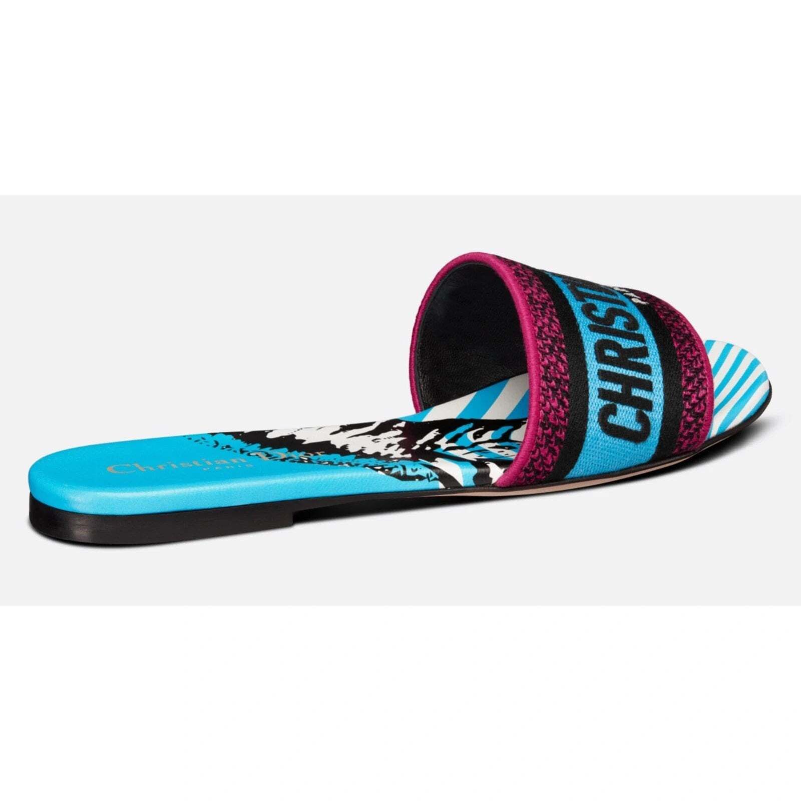Dior Dway D Jungle Embroidered Logo Slide Flat Sandal 36.5 Size US 6.5 / IT 36.5 - 8 Thumbnail
