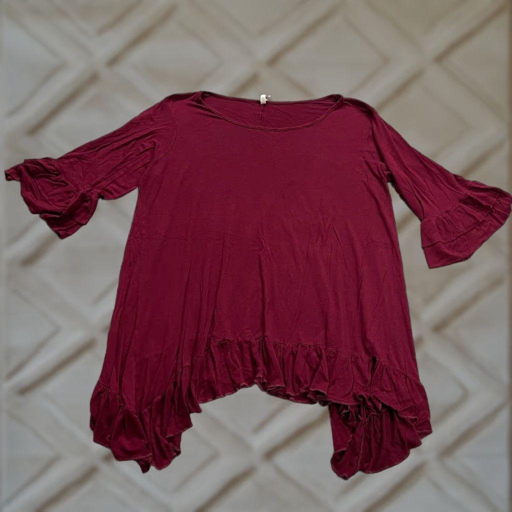 Vintage Simply Irresistible Blouse Women XL Red Half Sleeve Ruffles Round Neck Casual Size XL / US 12-14 / IT 48-50 - 1 Thumbnail