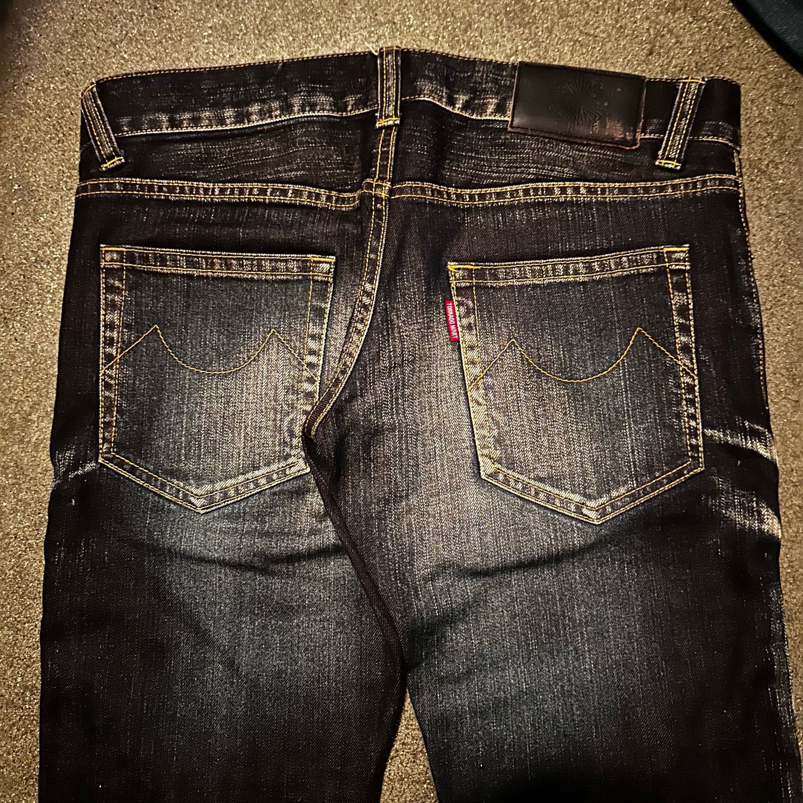 Tornado Mart Aero by Tornado Mart Red Tab Flared Water Pattern Wash Jeans Size US 32 / EU 48 - 4 Thumbnail