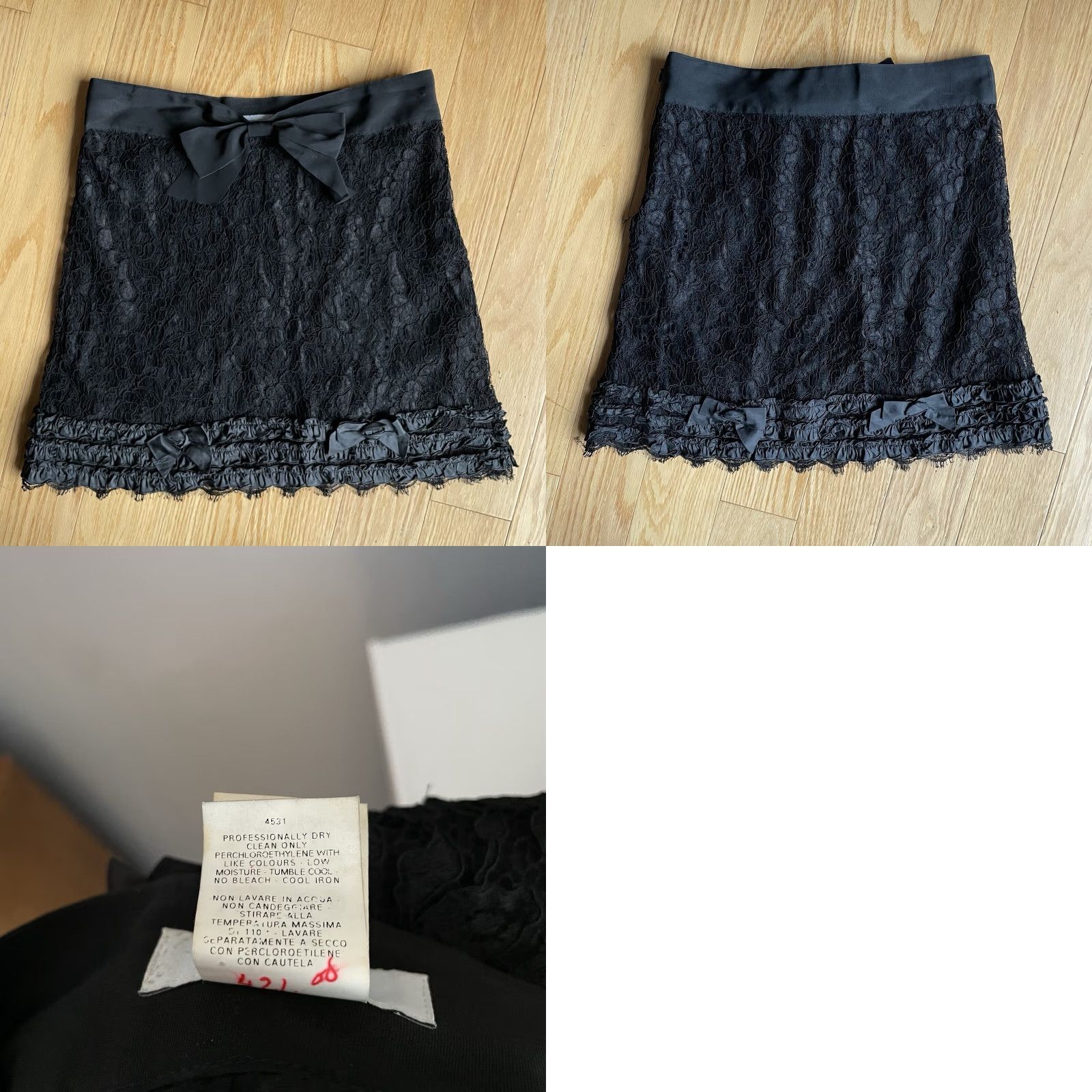Moschino VINTAGE Moschino Black Silk Lace Mini Skirt Black Sheer Unlined Size US 8 Size 30" / US 8 / IT 44 - 8 Thumbnail