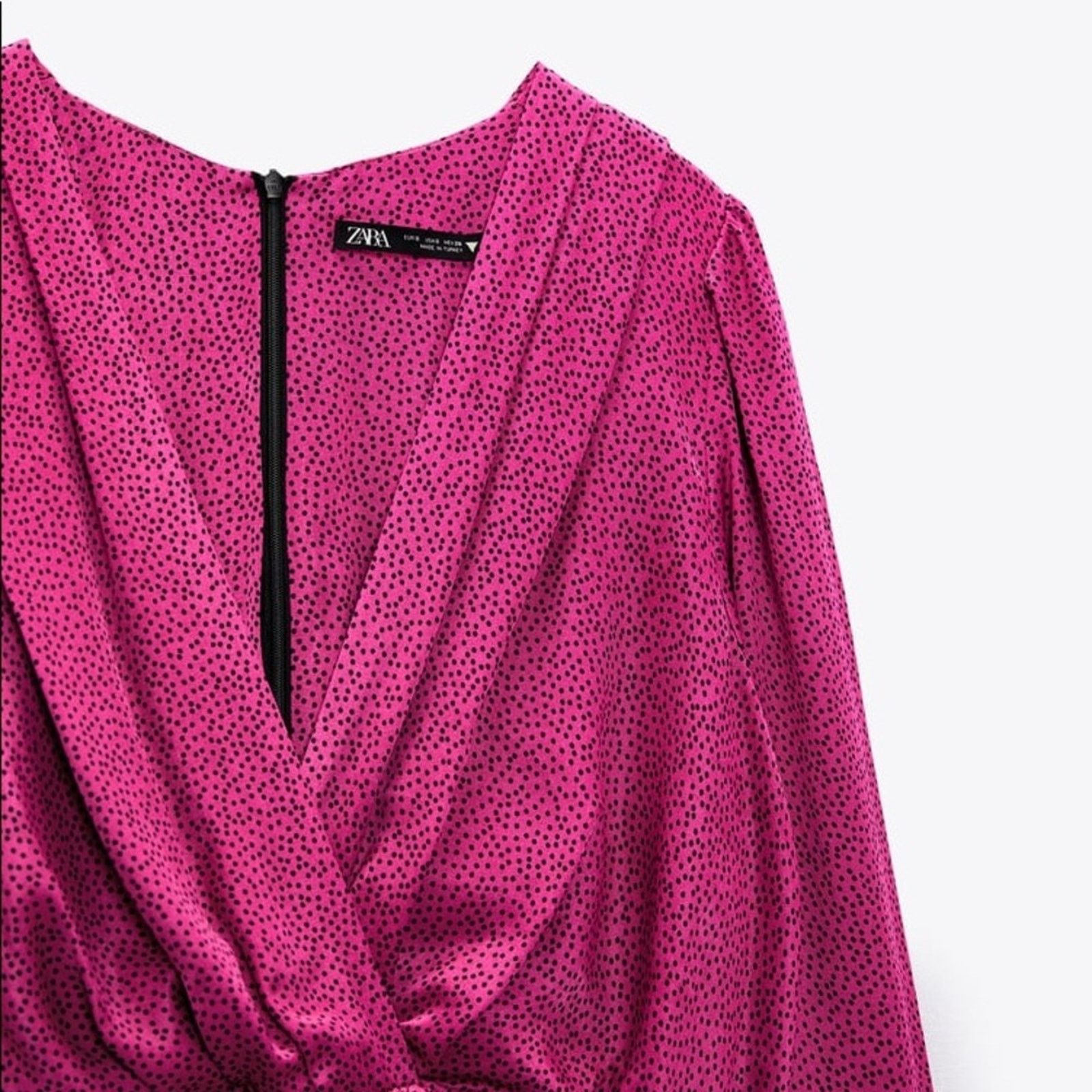 Zara ZARA BLOGGER FAVORITE SATIN EFFECT PRINT DRESS FUCHSIA Size L / US 10 / IT 46 - 13 Thumbnail