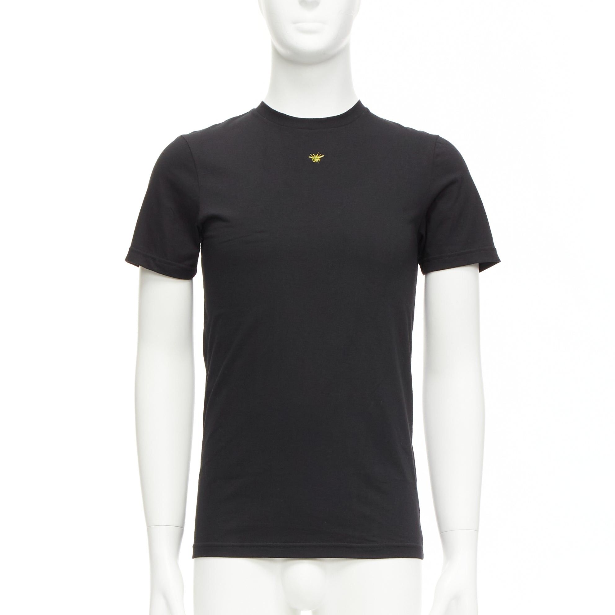 Dior DIOR HOMME black cotton gold bee embroidered fitted tshirt XXS Size US XXS / EU 40 - 1 Thumbnail