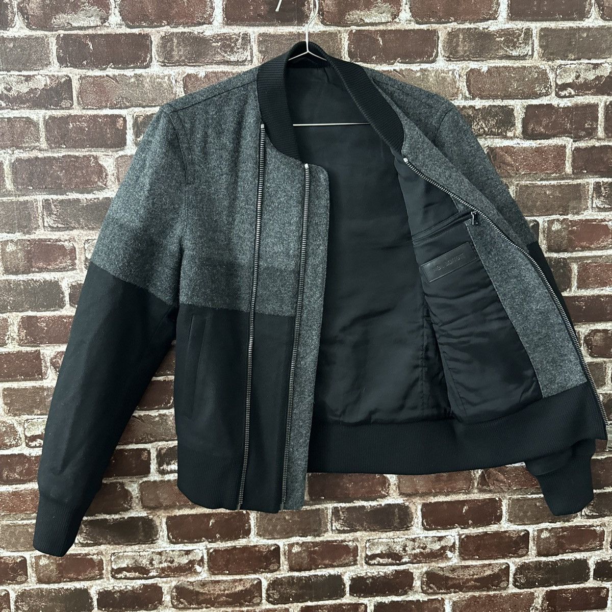 Neil Barrett Slim Fit Neil Barrett Pure Wool Black Gray Bomber Jacket Size US M / EU 48-50 / 2 - 3 Thumbnail