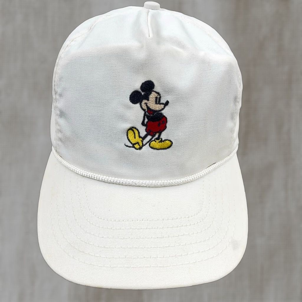 Disney VINTAGE Disney Mickey Mouse Hat Cap Adjustable Strap Back 90s Casual Adult One Size White Mens Size ONE SIZE - 1 Thumbnail