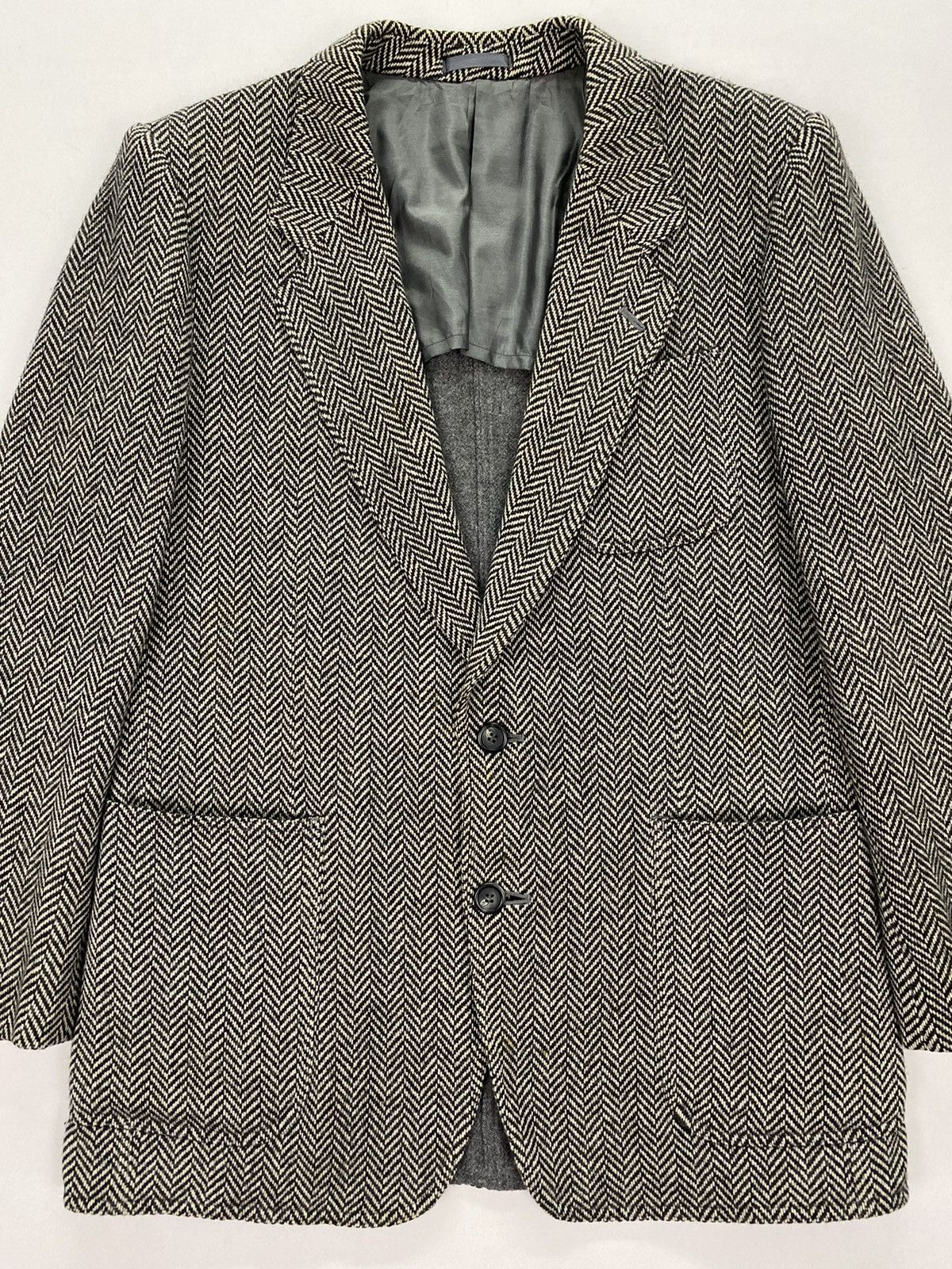 Designer × Lanvin × Vintage Lanvin Paris Dirty Herringbone Twill Wool Jacket Size US S / EU 44-46 / 1 - 3 Thumbnail
