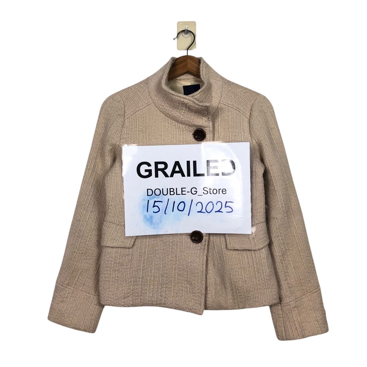 Japanese Brand 📌Asymmetrical Button Cropped Wool Jacket Ships Issey Miyake Size S / US 4 / IT 40 - 1 Thumbnail