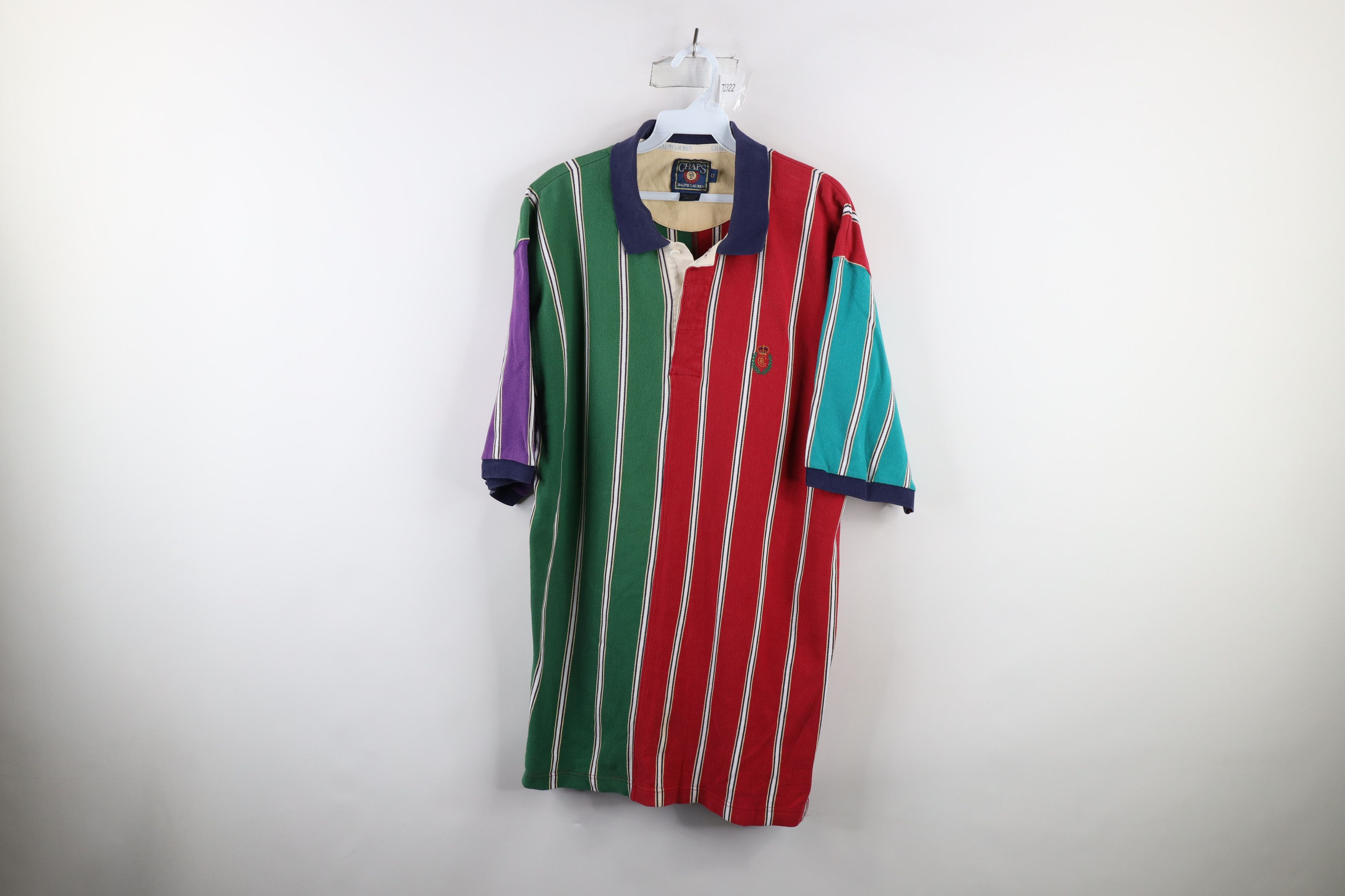 Ralph Lauren Vintage 90s Chaps Ralph Lauren Rainbow Striped Rugby Polo Size US L / EU 52-54 / 3 - 1 Thumbnail