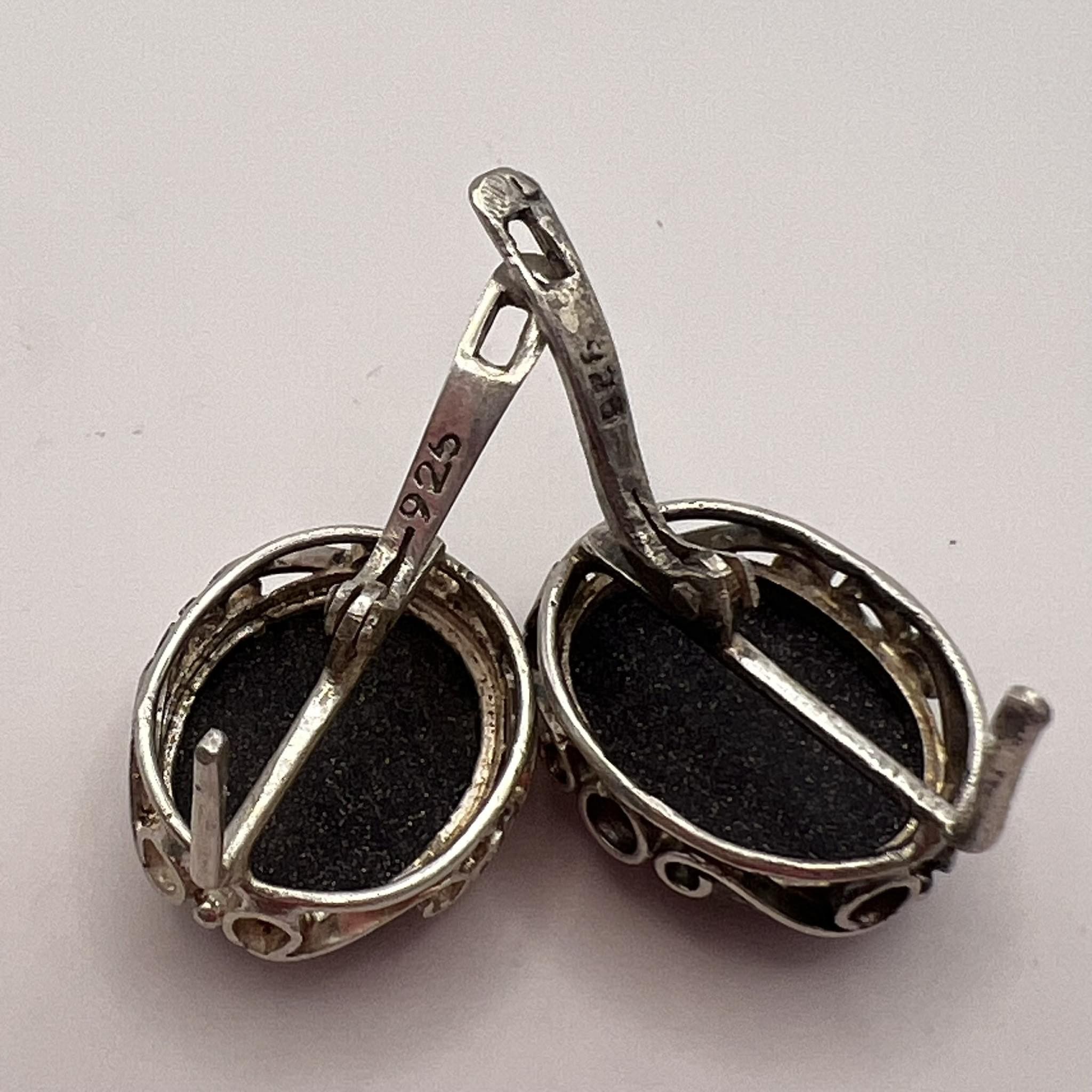 Sterling Silver × Vintage Vintage Earrings Sterling Silver 925 Aventurine Stone Marked Size ONE SIZE - 6 Thumbnail