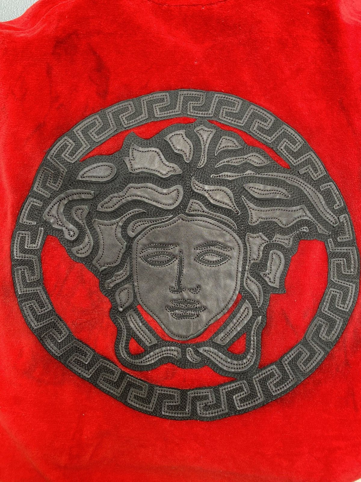 Versace Versace Velour Track Jacket with Leather Patch Medusa Size US M / EU 48-50 / 2 - 20 Thumbnail