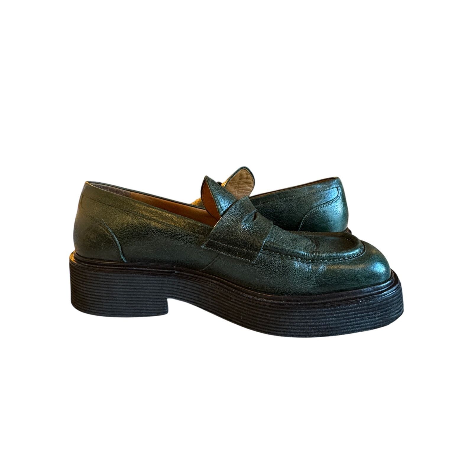 Marni Marni Men's Olive Green Leather Chunky Loafers Size US 10 / EU 43 - 2 Thumbnail