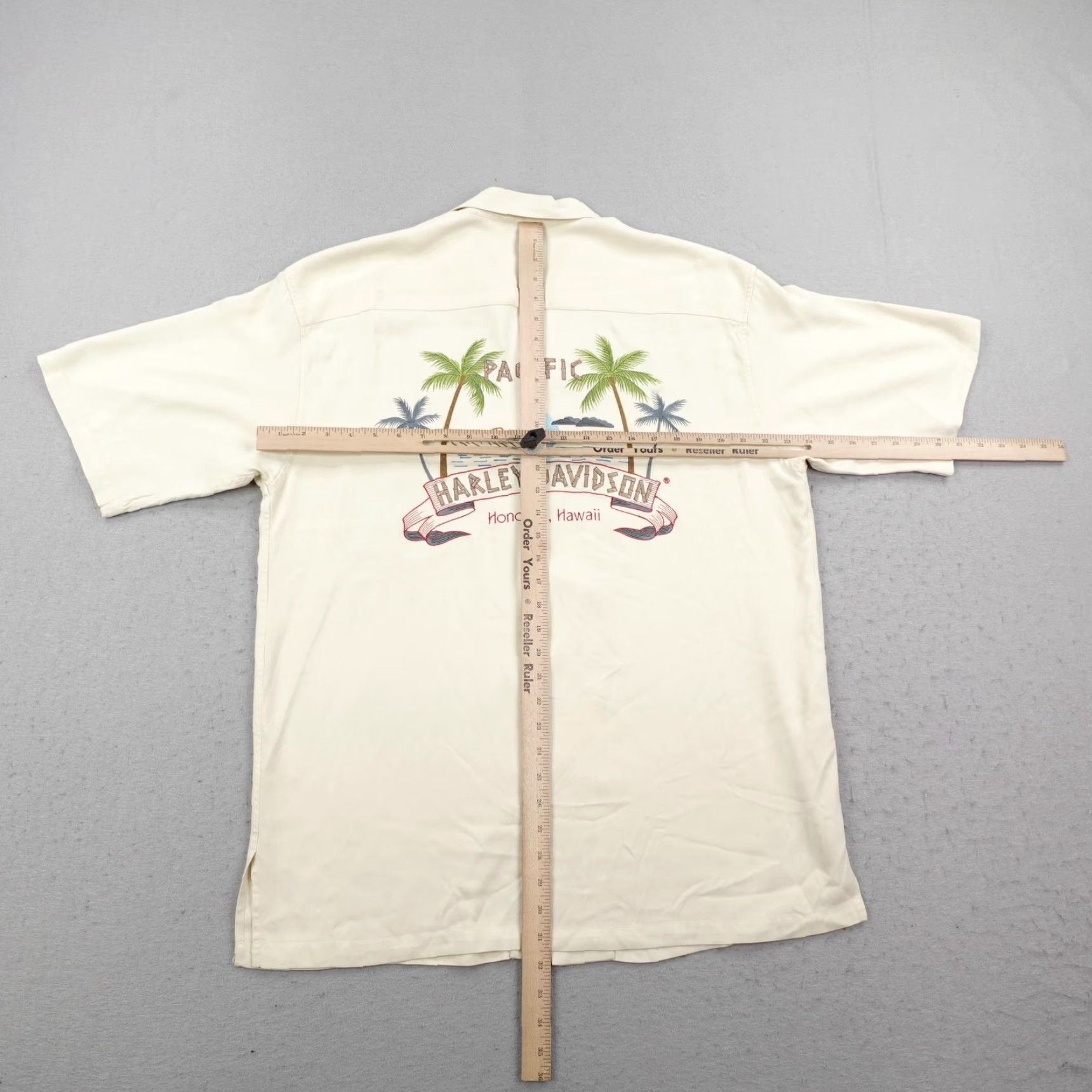 Harley Davidson Harley-Davidson Shirt Large Beige Tori Richard Honolulu Hawaiian Embroidered Size US L / EU 52-54 / 3 - 6 Thumbnail