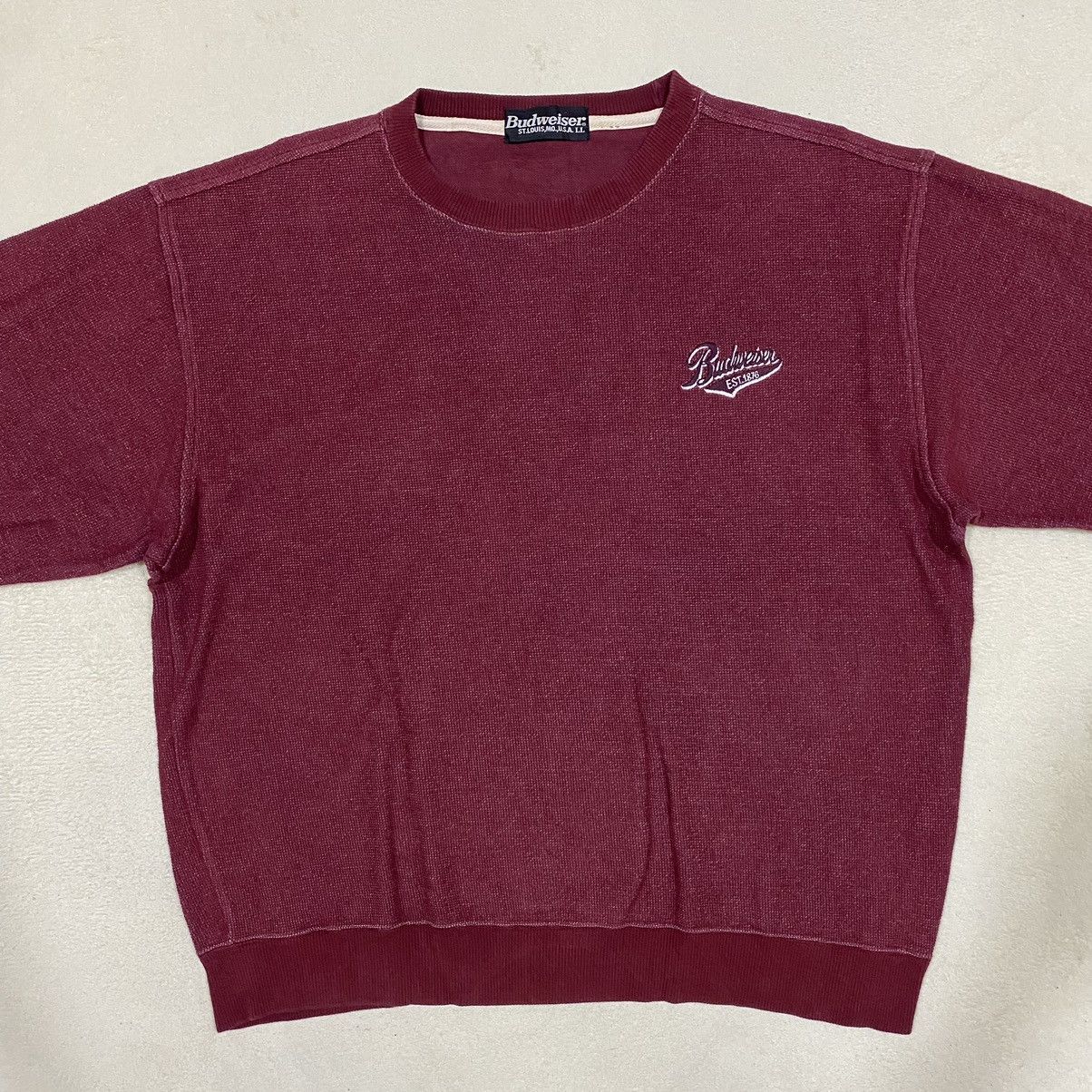 Budweiser × Vintage Vintage BUDWEISER Small Embroidered Logo Sweatshirt Size US XL / EU 56 / 4 - 1 Thumbnail