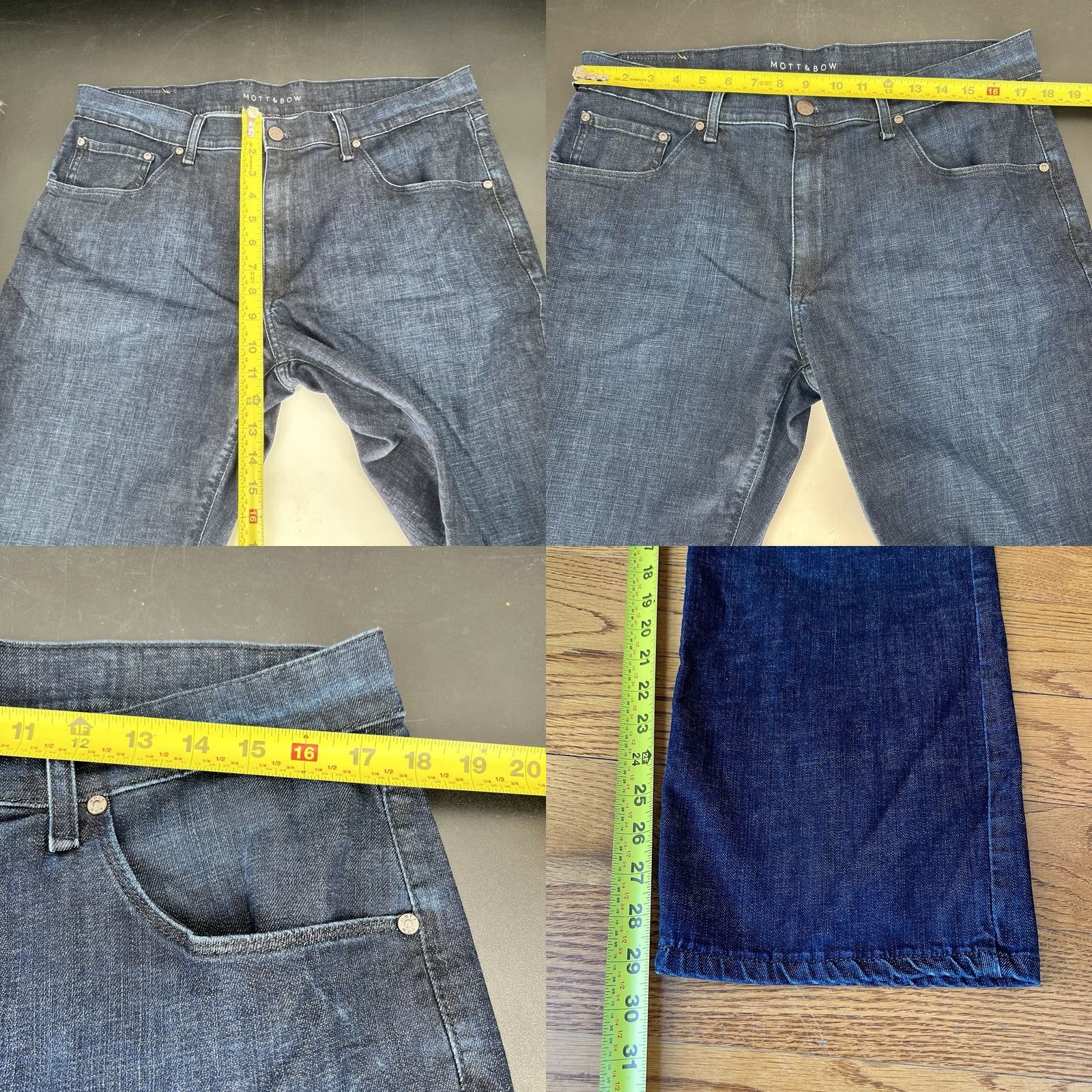 Mott & Bow Mott & Bow Jeans Men 38x30 Straight Blue Denim Cotton Stretch 5-Pocket Regular Rise Mid-Blue Logo Embroidered Zip Button Closure Vintage No Size US 38 / EU 54 - 8 Thumbnail