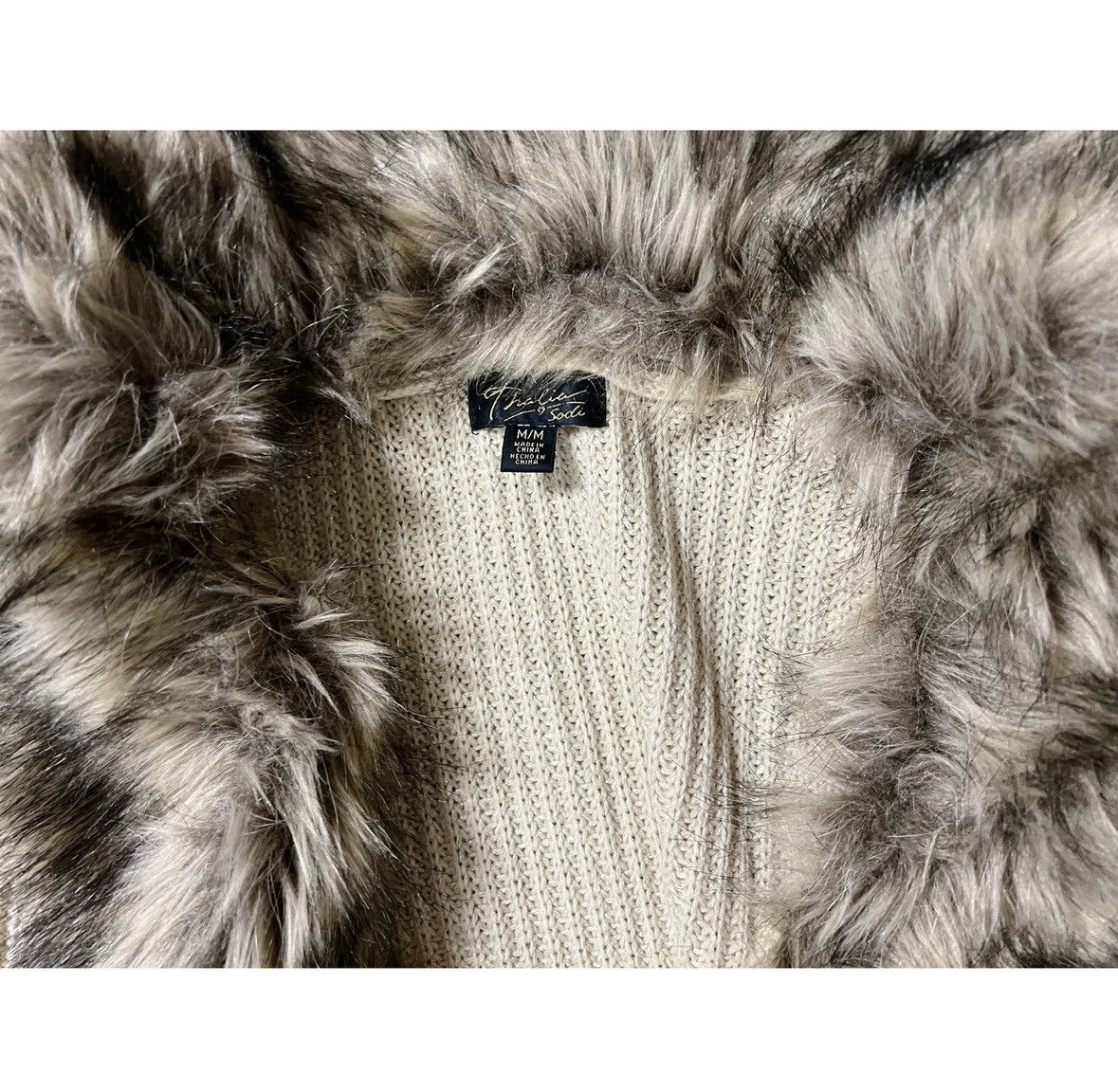 Tallia Beige Fur Knit Belted Sweater Cardigan Outerwear Size M 🤎✨ Size M / US 6-8 / IT 42-44 - 3 Thumbnail