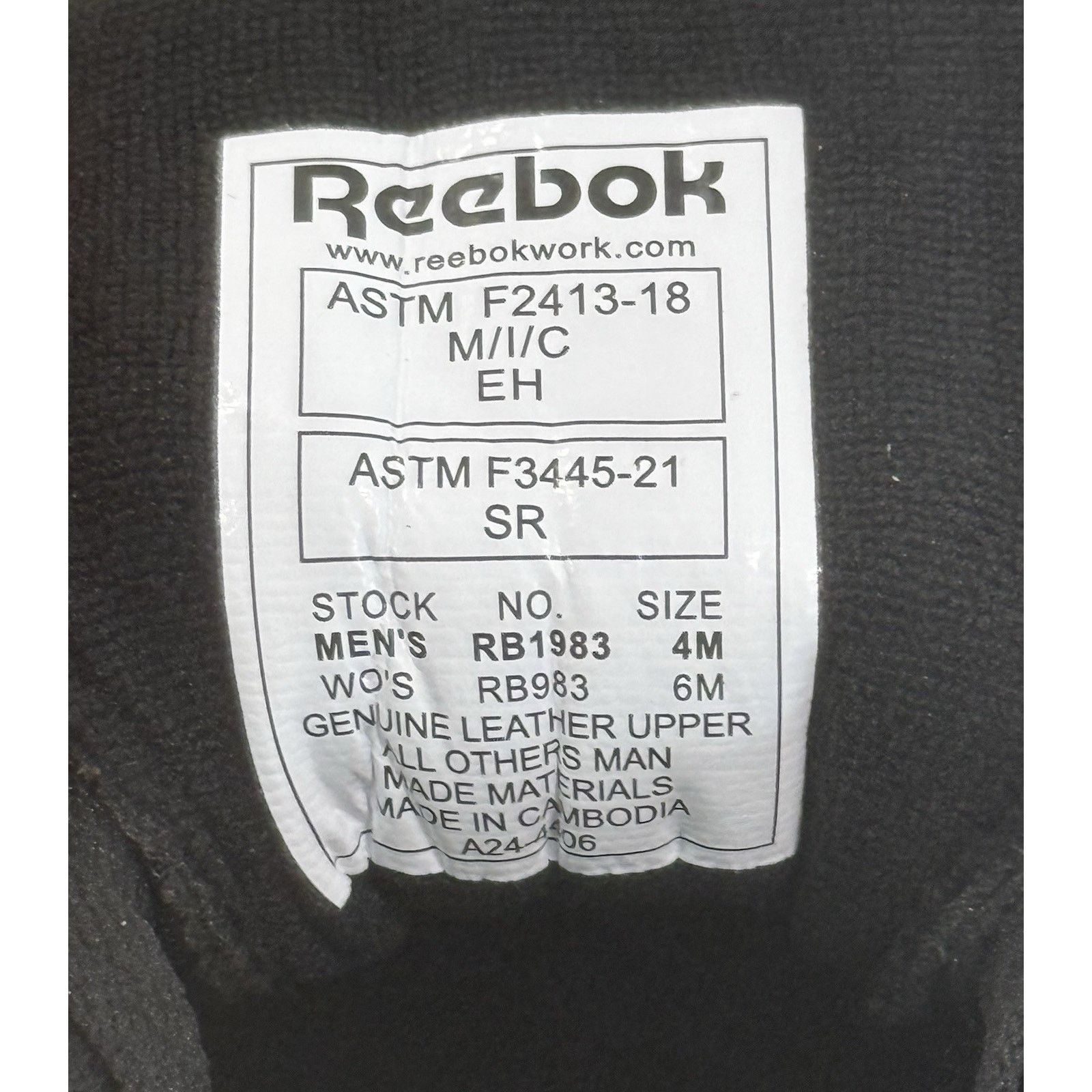Reebok Reebok Work Harman Black UNISEX Size: Men’s 4M/Wo’s 6M Size US 6 / EU 39 - 8 Thumbnail