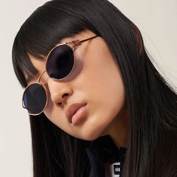 Miu Miu NEW Miu Miu MU52YS ZVF1V1 LOGO Oval Unisex Sunglasses Size ONE SIZE - 12 Thumbnail