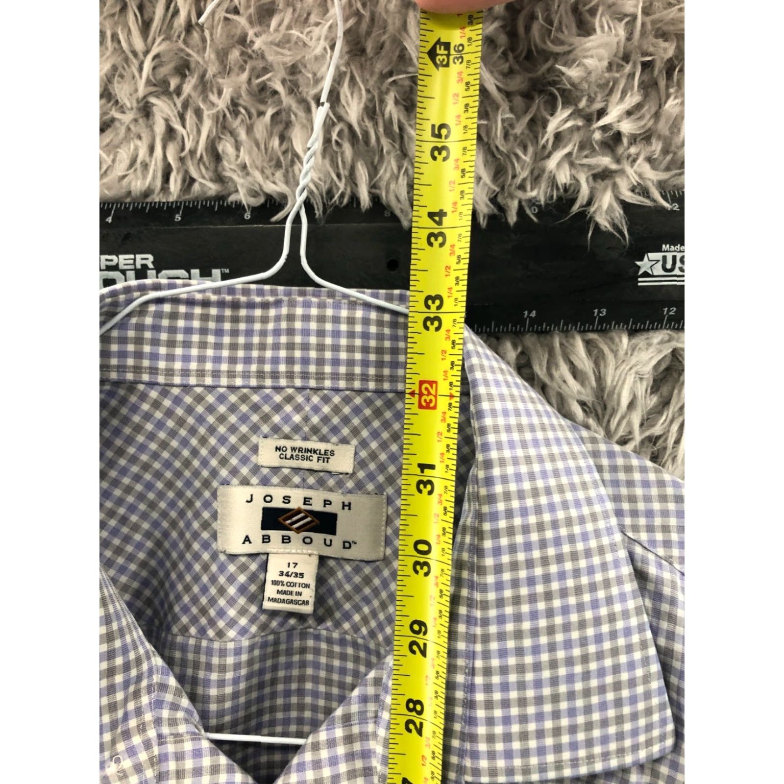 Joseph Abboud Joseph Abboud Classic Fit Shirt 17 34/35 Mens Gingham Check Button-Up Casual Men Regular Multicolor 1970s? Size US XL / EU 56 / 4 - 5 Thumbnail