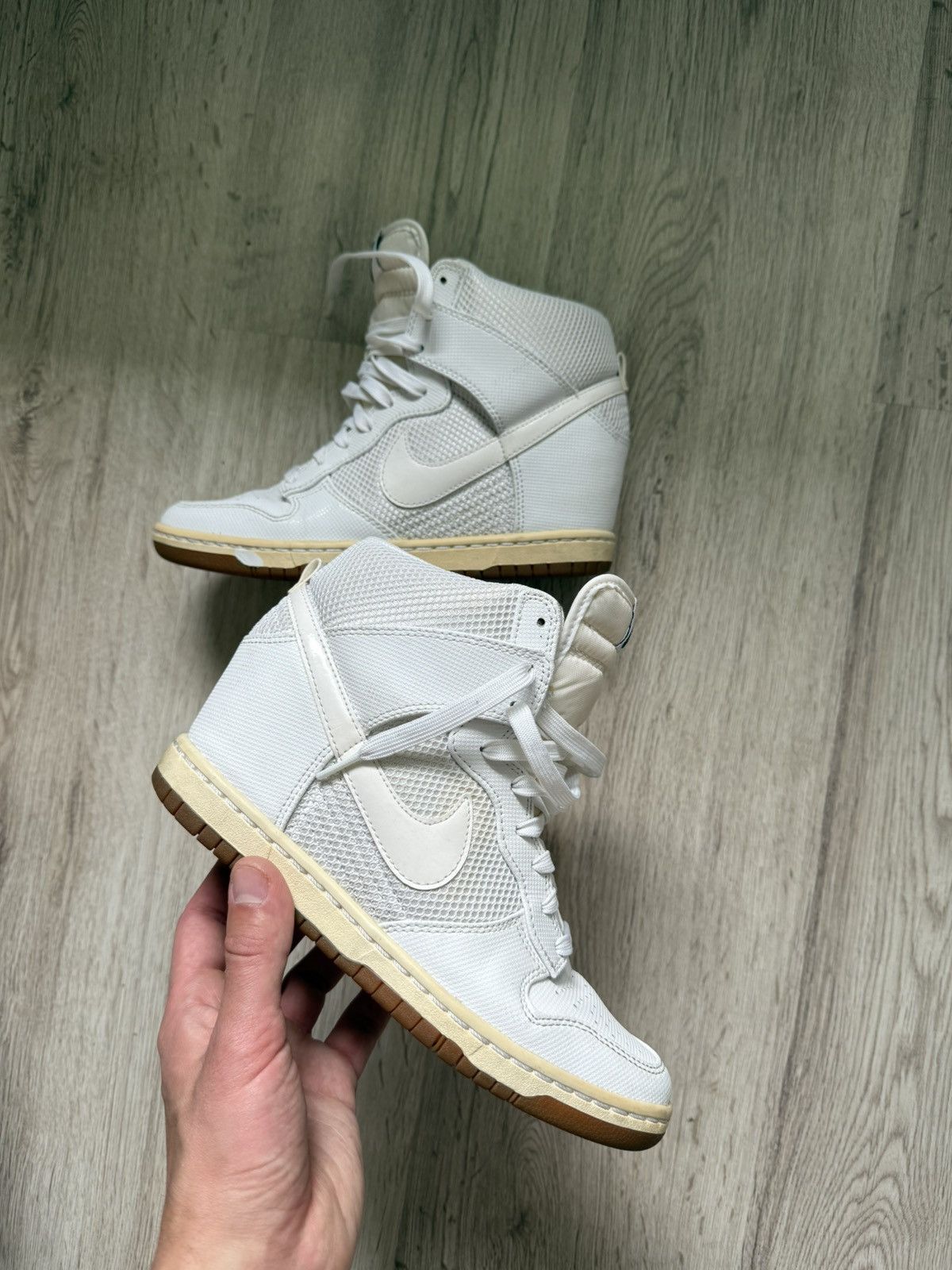 Nike RARE🔥 Nike Dunk Sky Hi Mesh White Leather Sz Sneaker Wedge Size US 8.5 / IT 38.5 - 24 Thumbnail