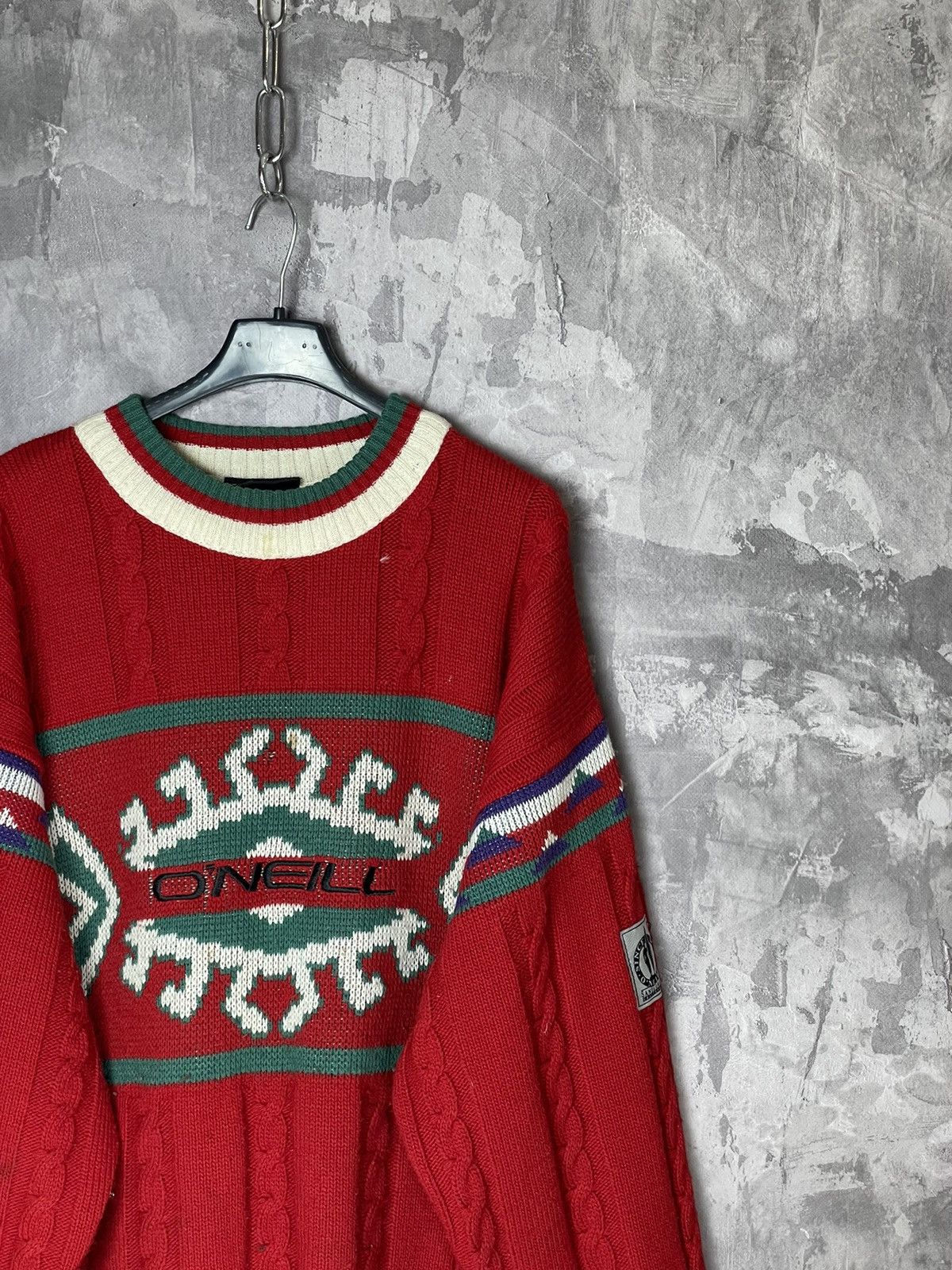 O'Neill × Vintage VINTAGE ONEILL KNIT SWEATER SPELLOUT VERY RARE Size US L / EU 52-54 / 3 - 4 Thumbnail