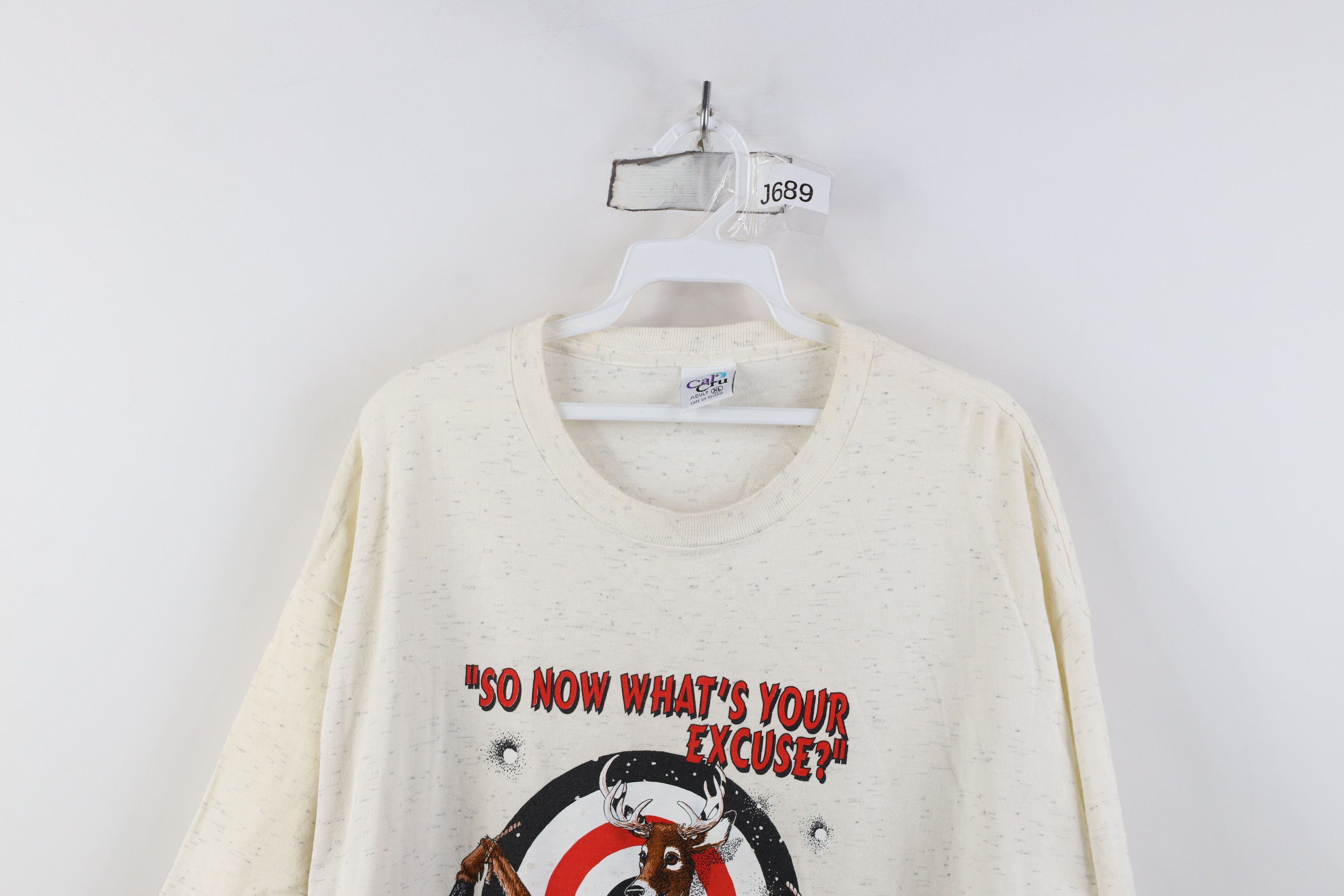 Vintage Vintage 90s Streetwear Deer Buck Excuse T-Shirt Gray USA Size US XL / EU 56 / 4 - 2 Thumbnail