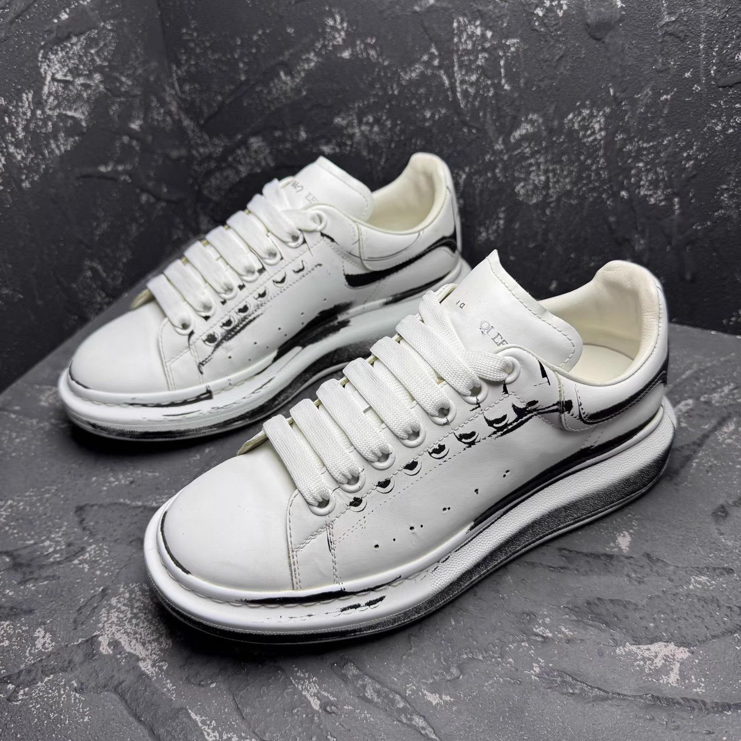 Alexander McQueen Alexander McQueen Black & White Graffiti Sneakers Q10 Size US 6.5 / EU 39-40 - 1 Thumbnail
