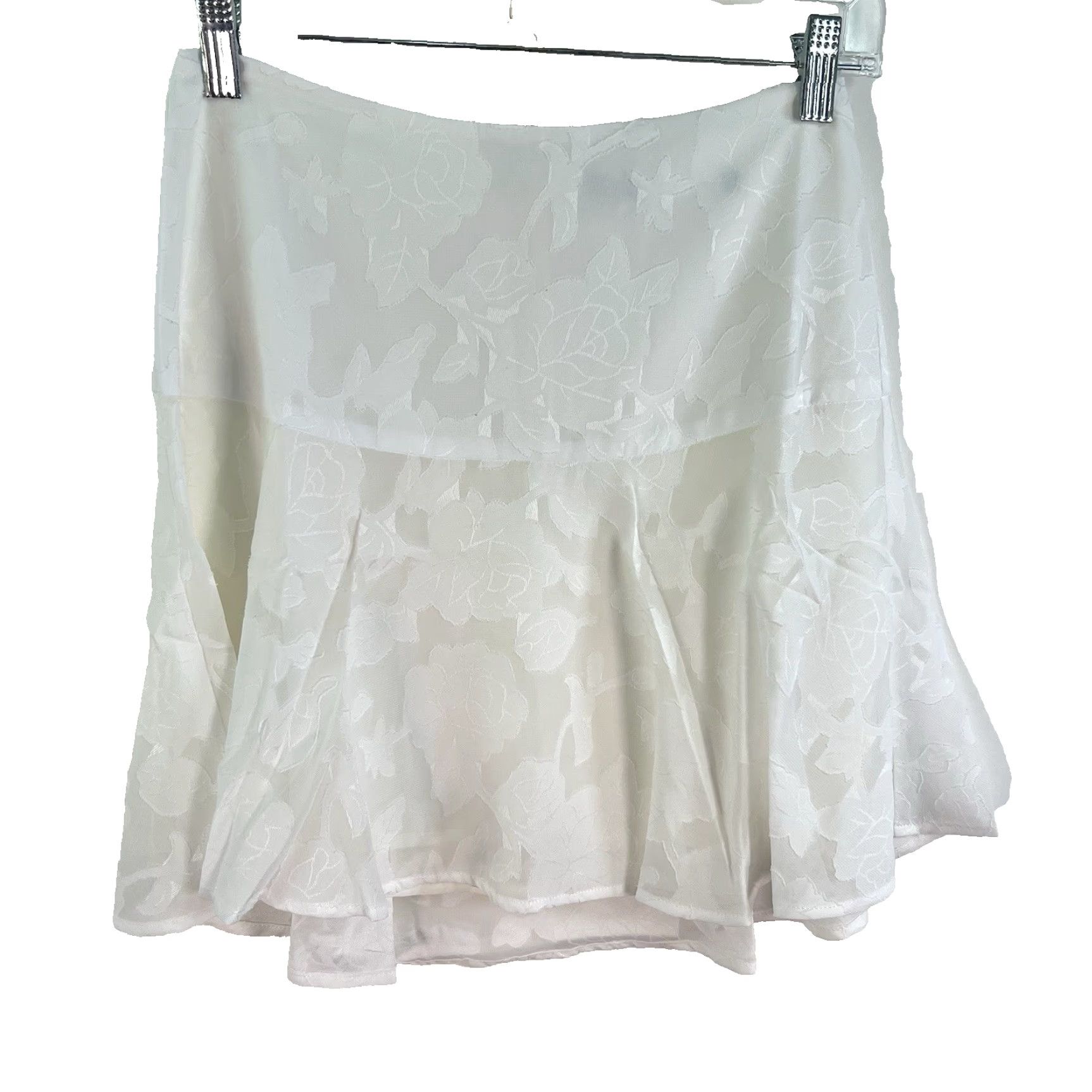 Vintage Three Eighty Two Skirt Womens XS Ivory Floral Ruffle A-Line Short Lightweight Lined NWT Fall Spring Workwear Party Wedding 27X17 MPN 27X17 USA Size 26" / US 2 / IT 38 - 6 Thumbnail