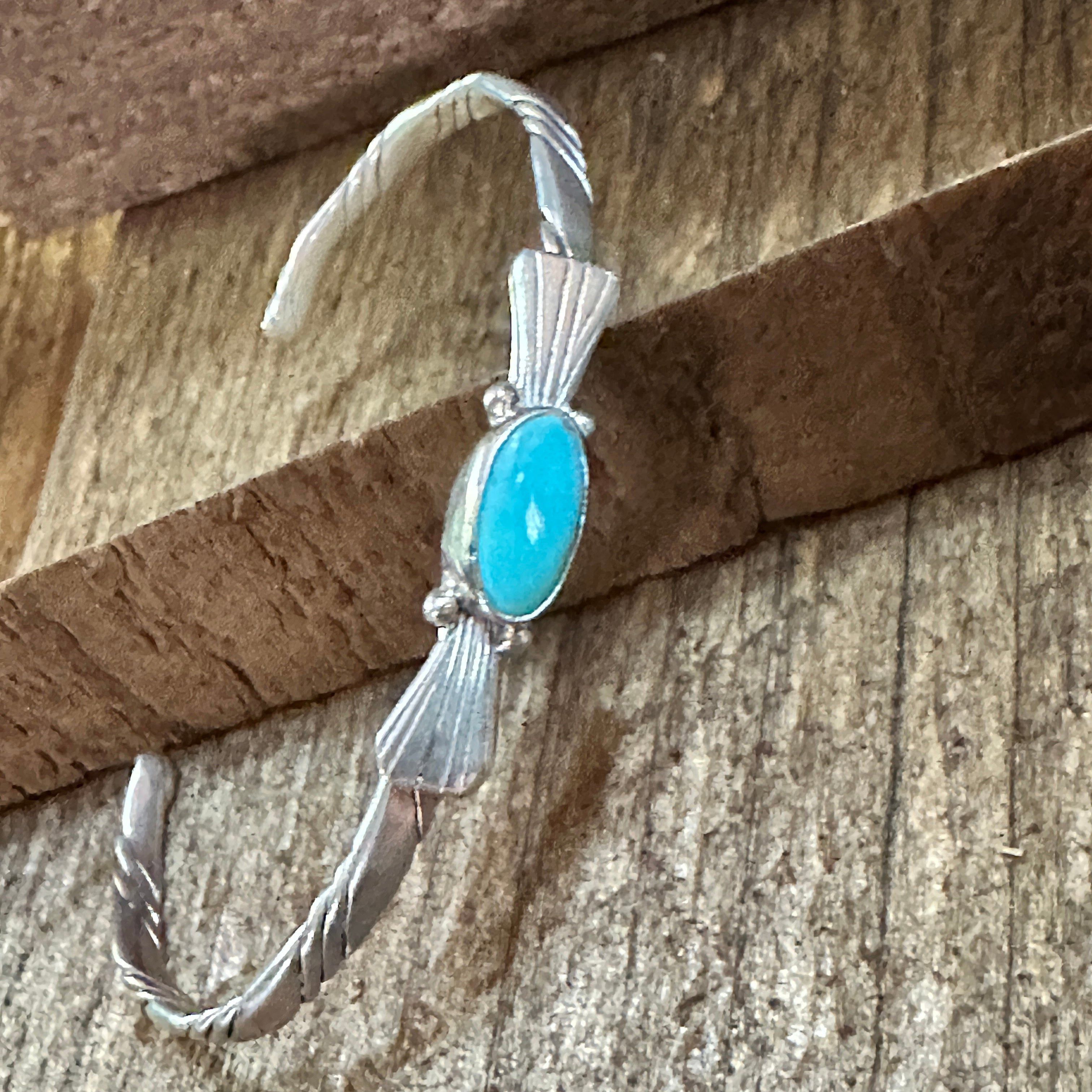 Other Handmade Navajo Sterling Silver & Kingman Turquoise Cuff Bra Size ONE SIZE - 8 Thumbnail