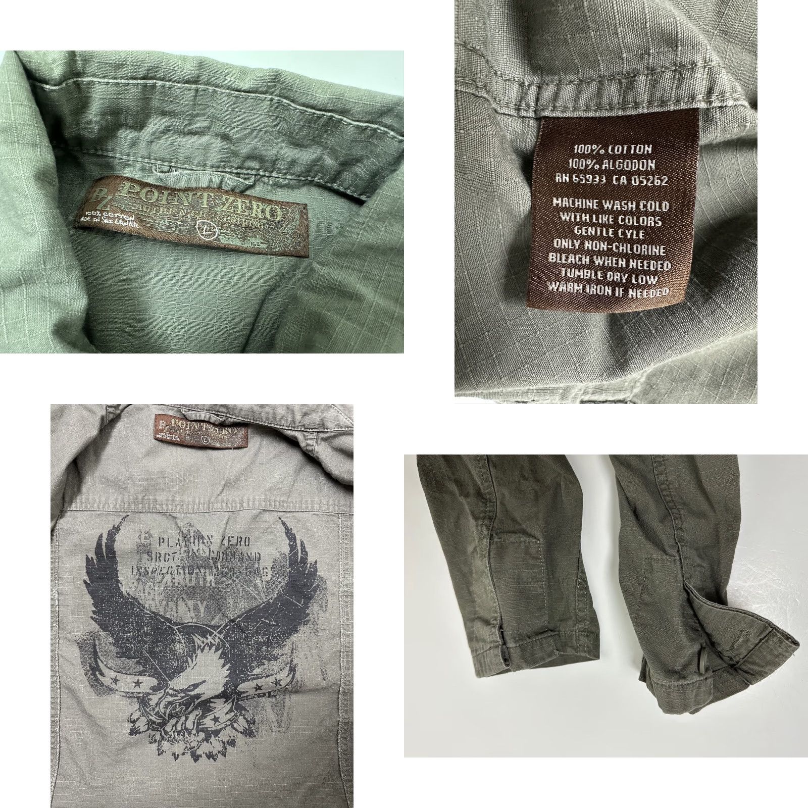 Point Zero VINTAGE Point Zero Field Shirt Men Large L Green Heavyweight Cotton Button-Up Outdoors Military Casual Shirt Mens Size US L / EU 52-54 / 3 - 9 Thumbnail