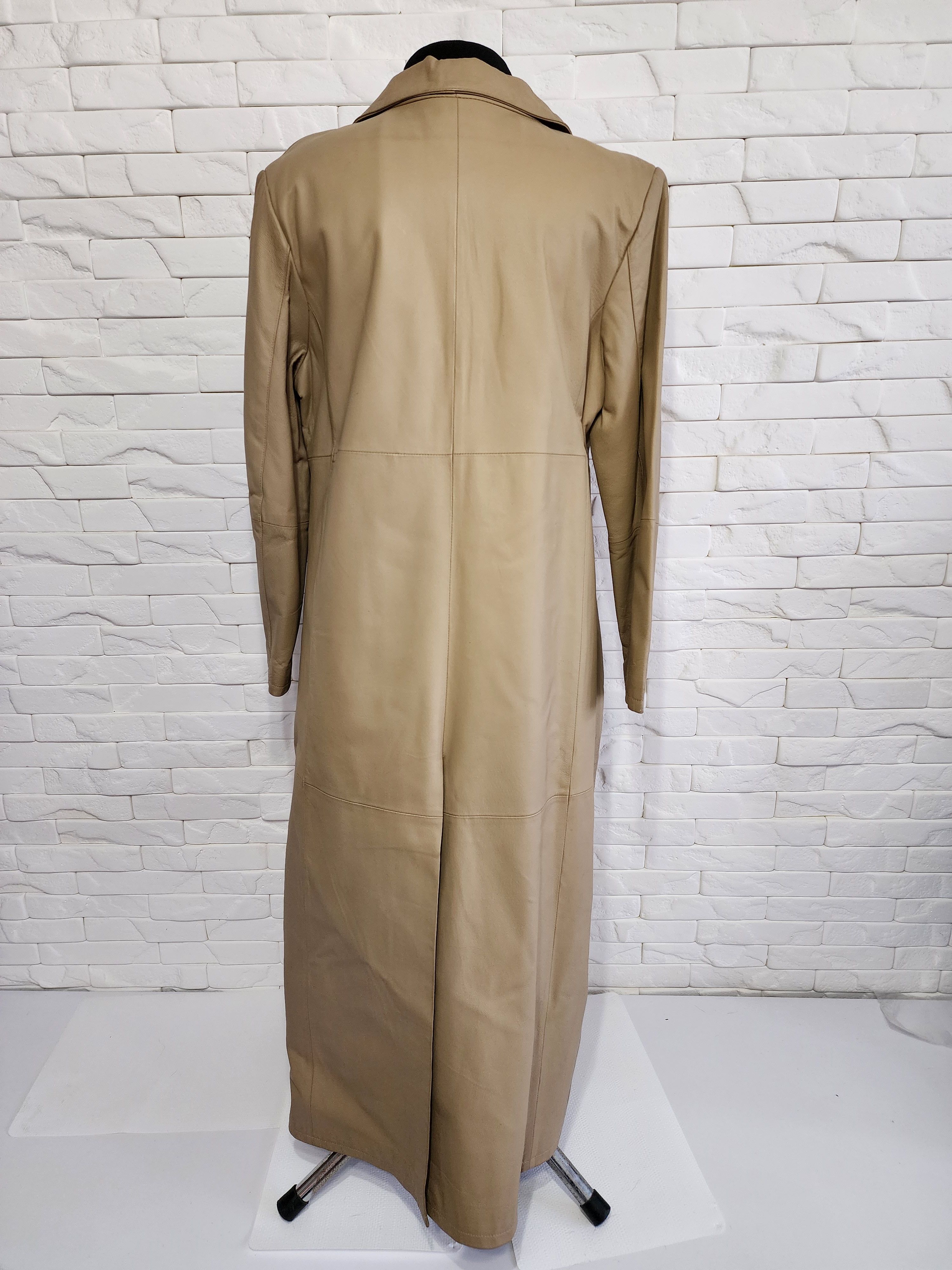 Genuine Leather Beige simple leather coat. Size XL / US 12-14 / IT 48-50 - 5 Thumbnail