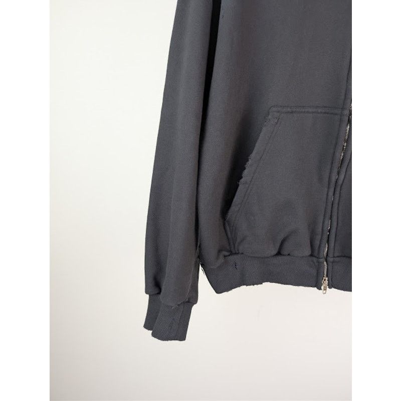 Balenciaga o1rshd1 Planet Earth Molleton Arch Zip-Up Hoodie in Black Size US M / EU 48-50 / 2 - 6 Thumbnail