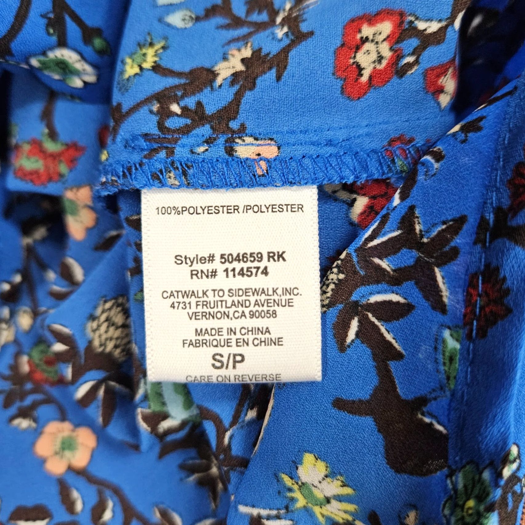 Vintage VINTAGE Pleione Womens Top Sz Small Blue Red Floral Size S / US 4 / IT 40 - 5 Thumbnail