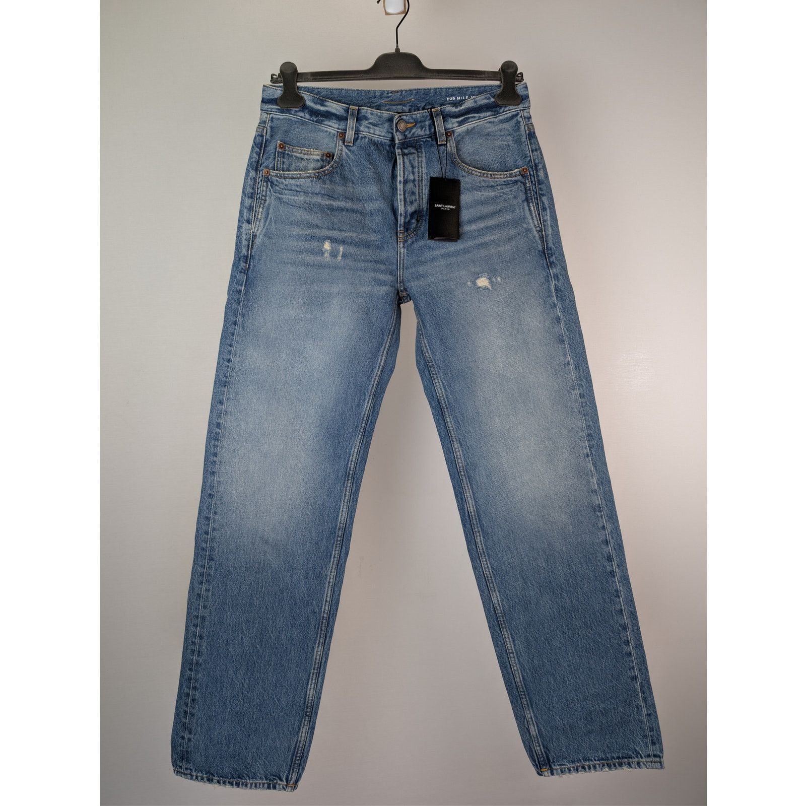 Saint Laurent Paris o1rshd1 Long Extreme Baggy Globe Sky Denim Jeans in Blue Size US 34 / EU 50 - 2 Thumbnail