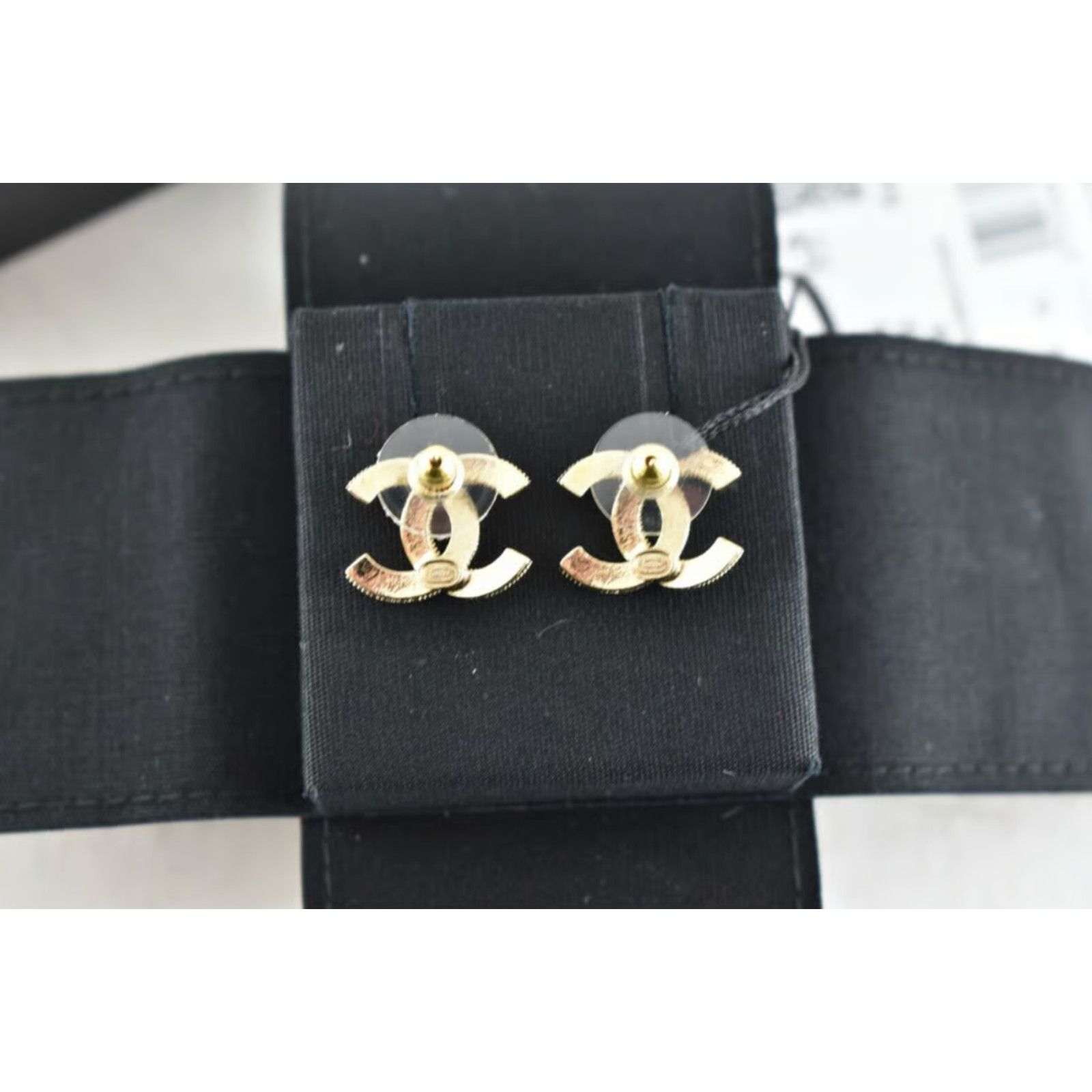 Chanel Chanel Gold Pearl Strass Crystal Statement Stud Earrings Size ONE SIZE - 11 Thumbnail