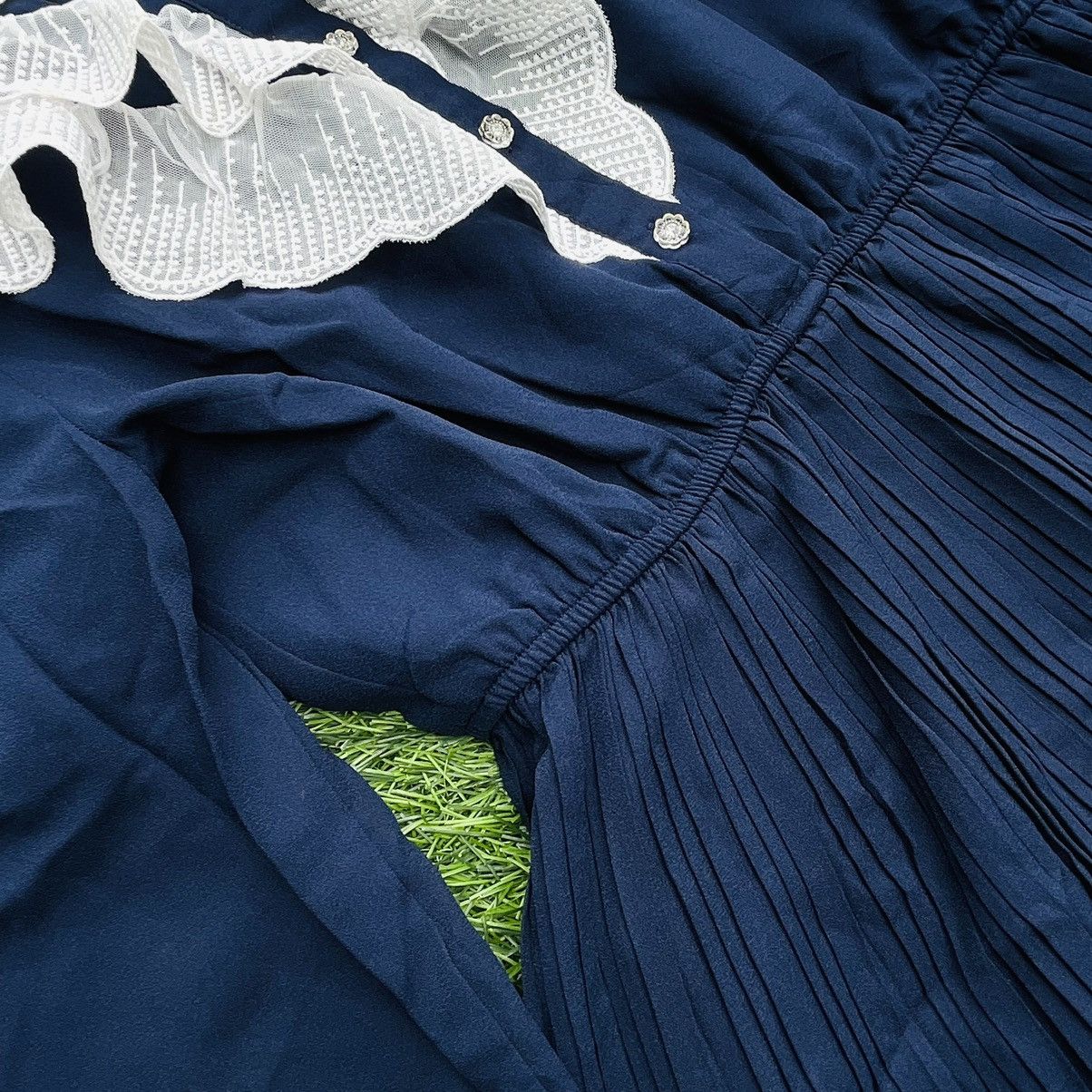 Other × Vintage Vintage Pleated Ruffles Navy Dress Size M / US 6-8 / IT 42-44 - 4 Thumbnail