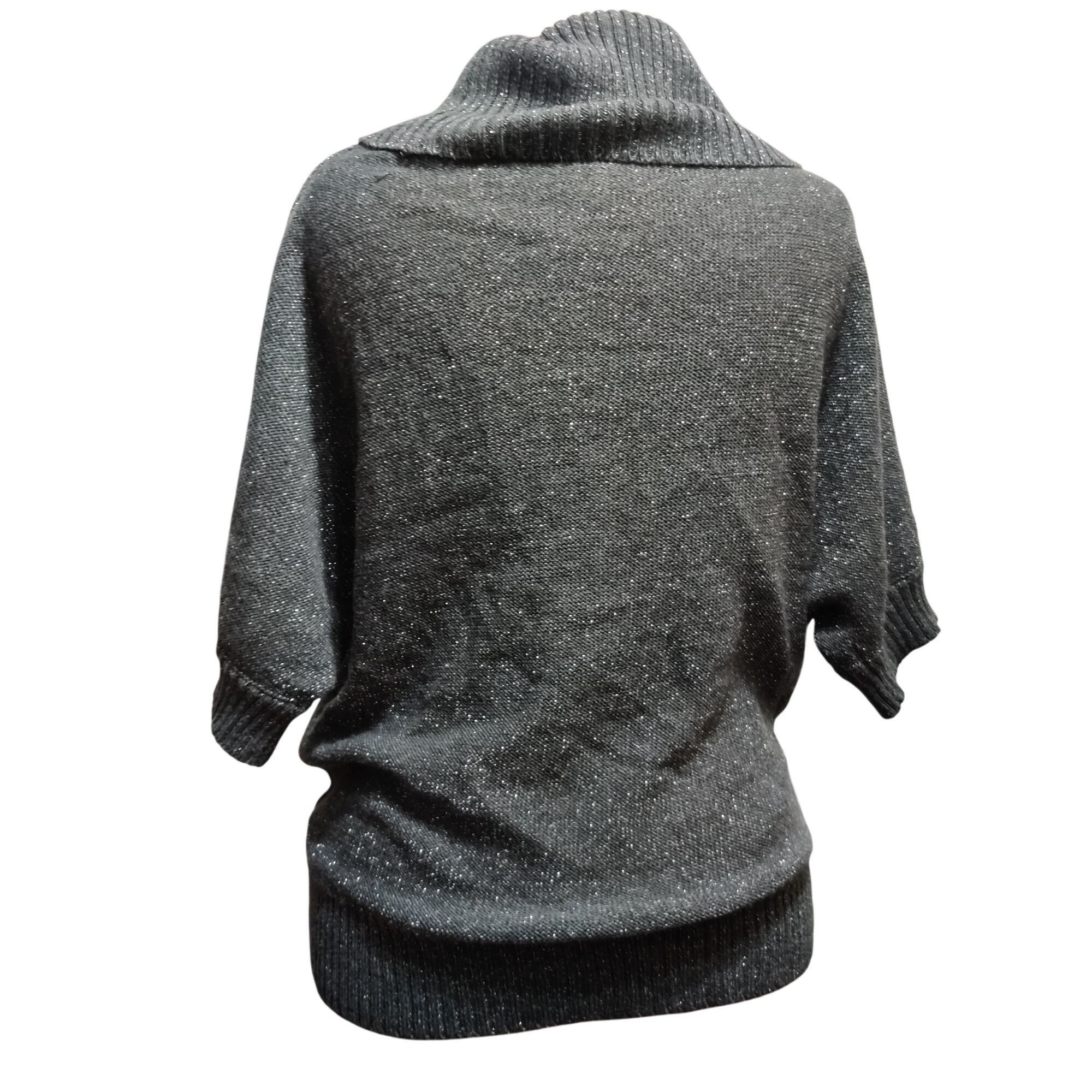 Other AGB L Gray Metallic Cowl Neck Batwing Sweater Dolman Sleeve Size L / US 10 / IT 46 - 7 Thumbnail