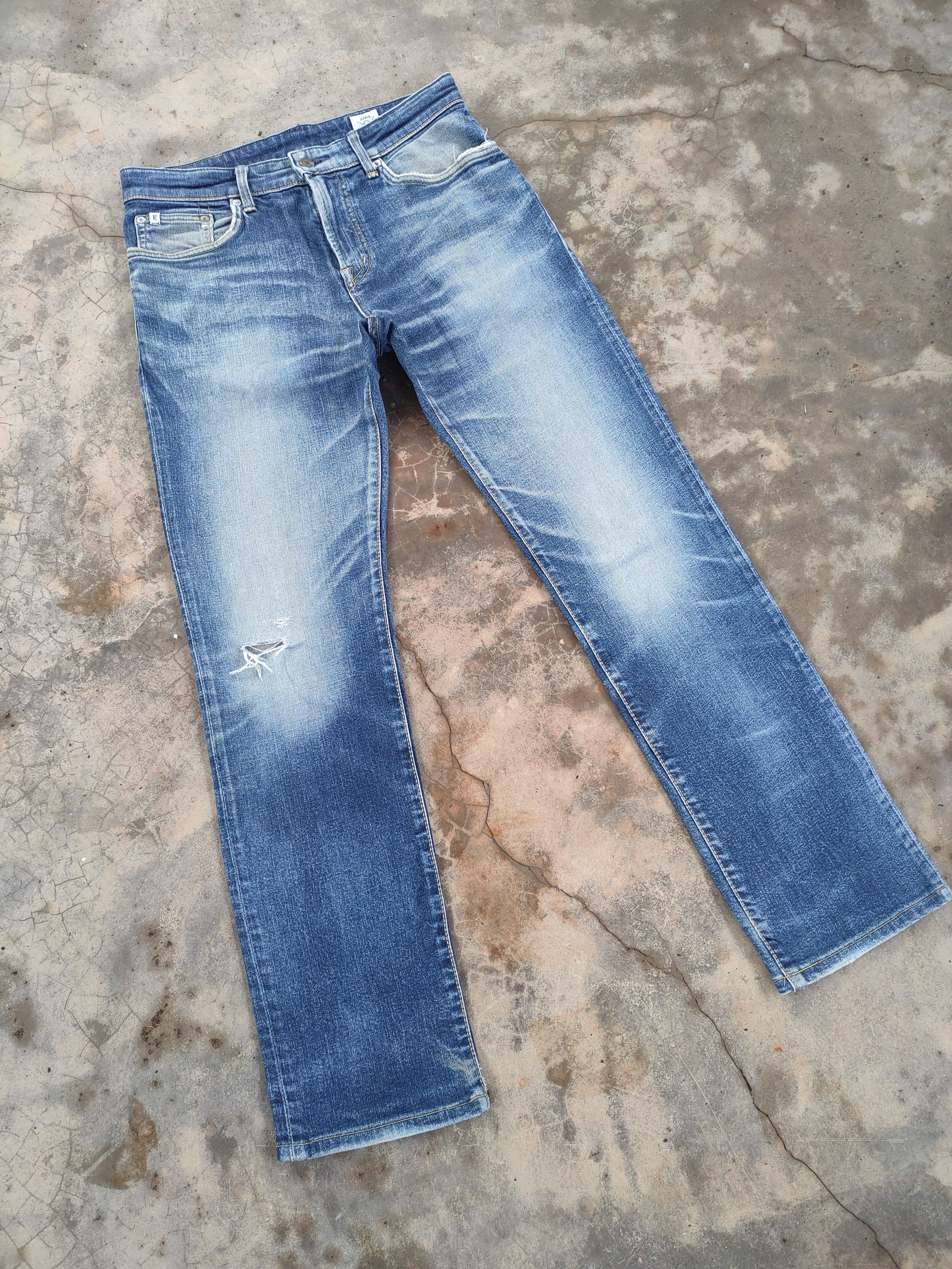 Edwin × Jean × Vintage VINTAGE EDWIN FADED RIPPED JEANS DENIM PANTS Size US 30 / EU 46 - 1 Thumbnail