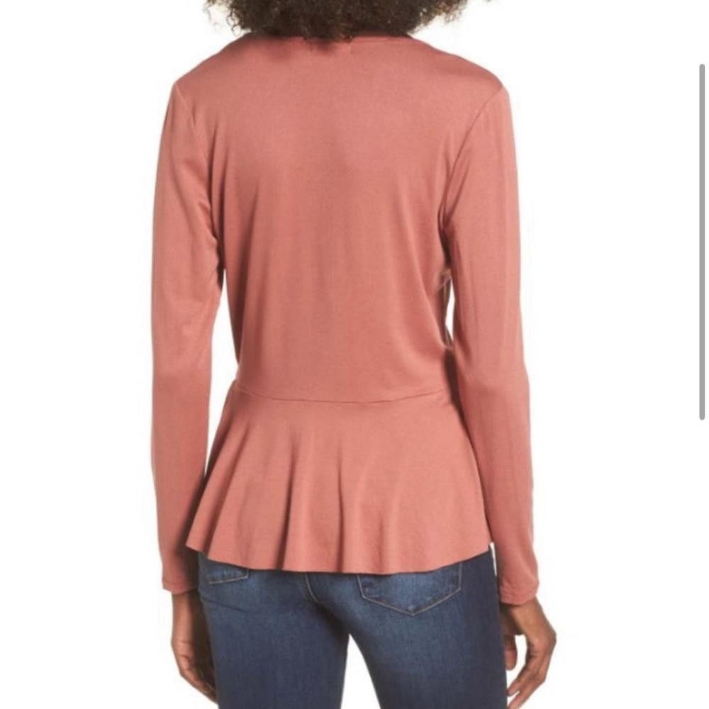 Designer Leith Wrap Surplice Long Sleeve Top Cedar Coral Size Large Size L / US 10 / IT 46 - 2 Thumbnail